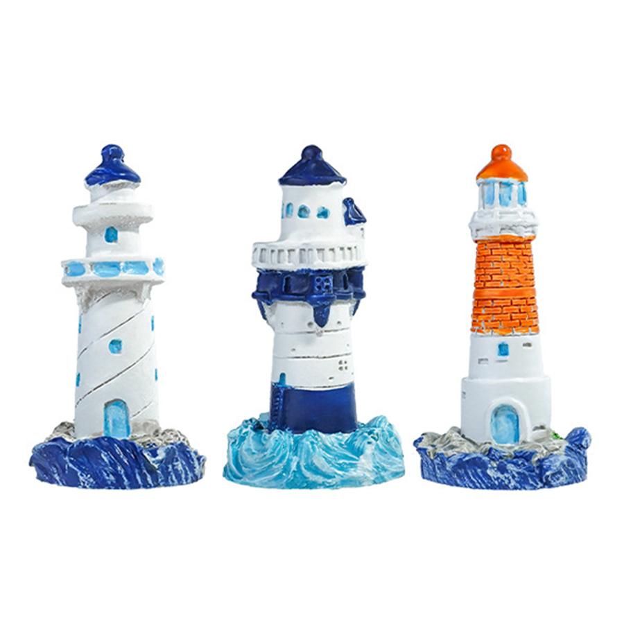 3-Pack Nautical Ocean Lighthouse Sculpture Micro Landscape Beacon Tower Ornaments Figurines Aquarium landscape ornaments