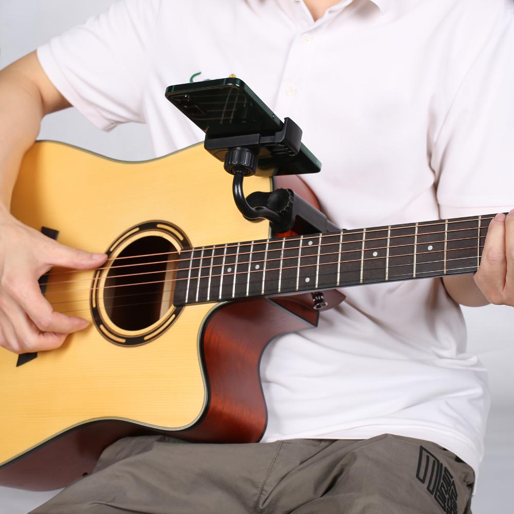 Cassette Guitar Phone Holder, Guitar Phone Holder, Clip-on Guitar Holder, Suitable for Digital Sheet Music, Adjustable Height, Ukulele Accessories