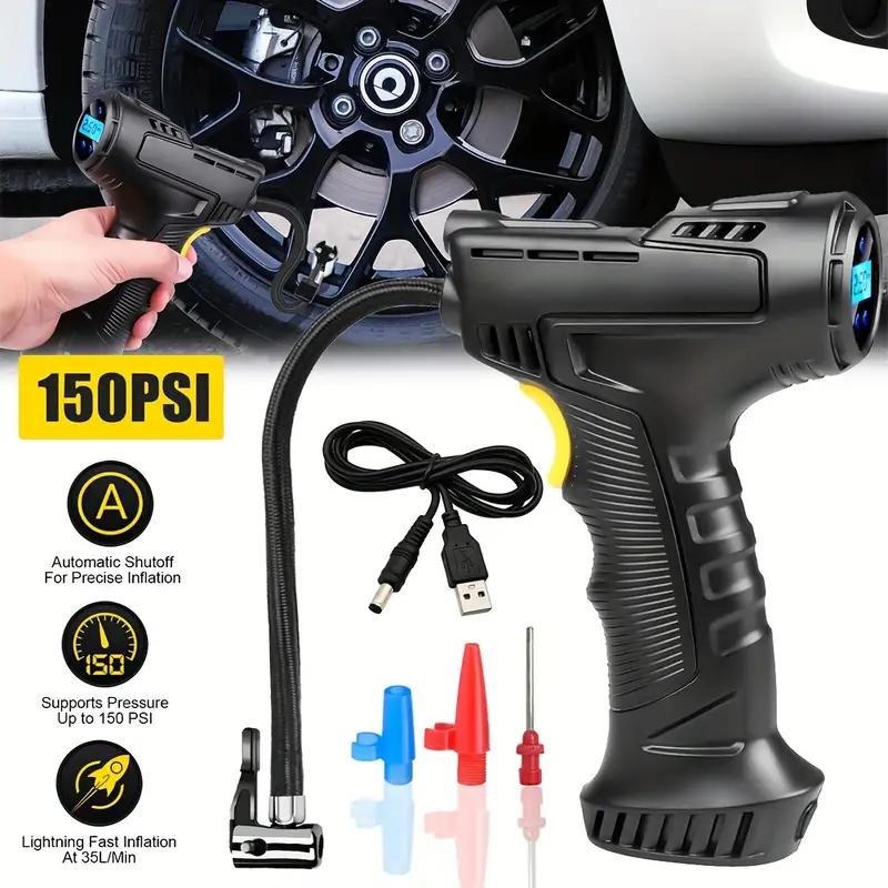 Portable Cordless Tire Inflator 120W Automatic Rechargeable Mini Air Compressor with Digital Display, Wireless Car Air Pump Equipment for Machine