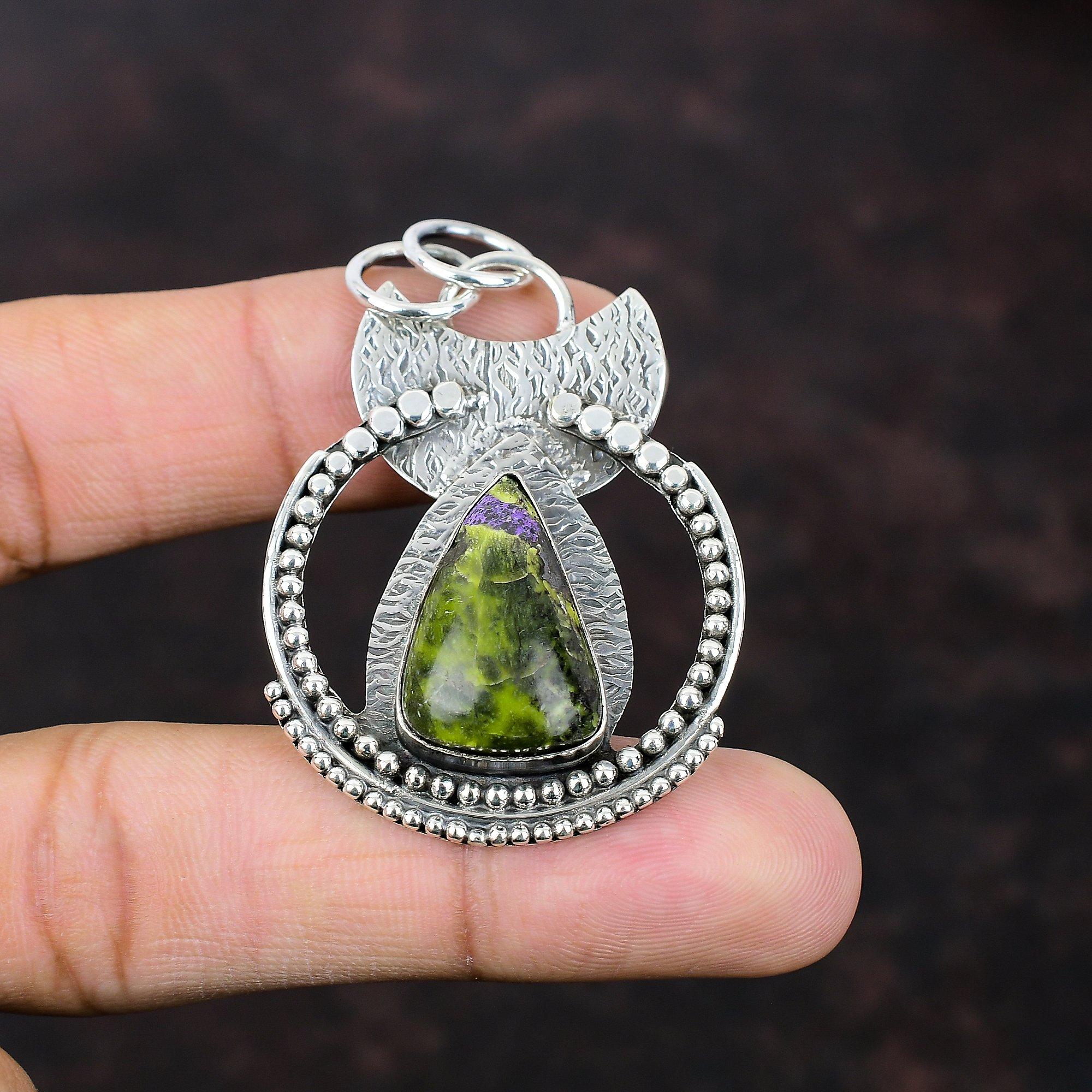 Stichtite Pendant 925 Sterling Silver Pendant Genuine Gemstone Jewelry Statement Pendant Handmade Jewelry Gift For Friend Birthstone Pendant