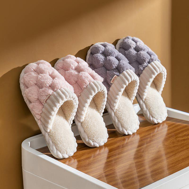 Cotton Slippers for Women In Winter, Suitable for Home Use In Spring and Autumn, Indoor Warmth and Anti Slip Home, Cixi Winter Couple, Plush Men