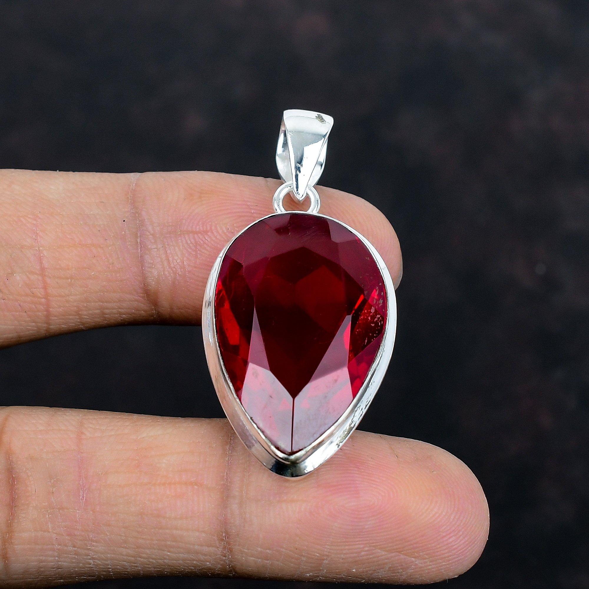 Faceted mozambique garnet pendant 925 sterling silver pendant handmade gemstone pendant antique jewelry birthstone pendant engagement gifts
