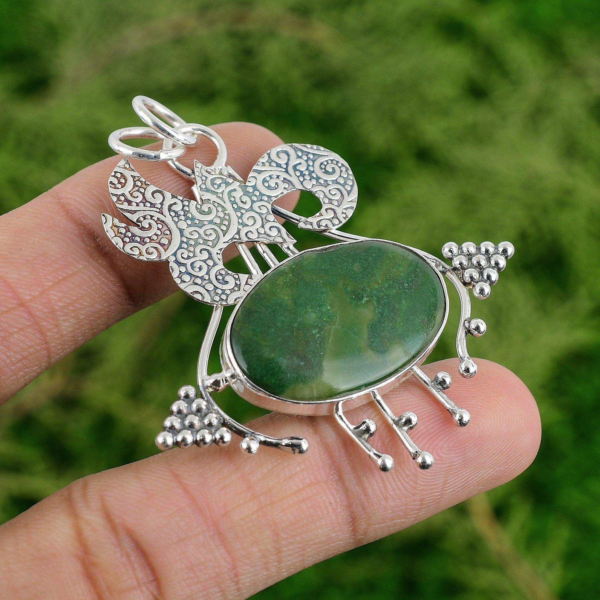 Daughters Day Deal 925 Silver Green Aventurine Gemstone Bezel Pendant Jewelry
