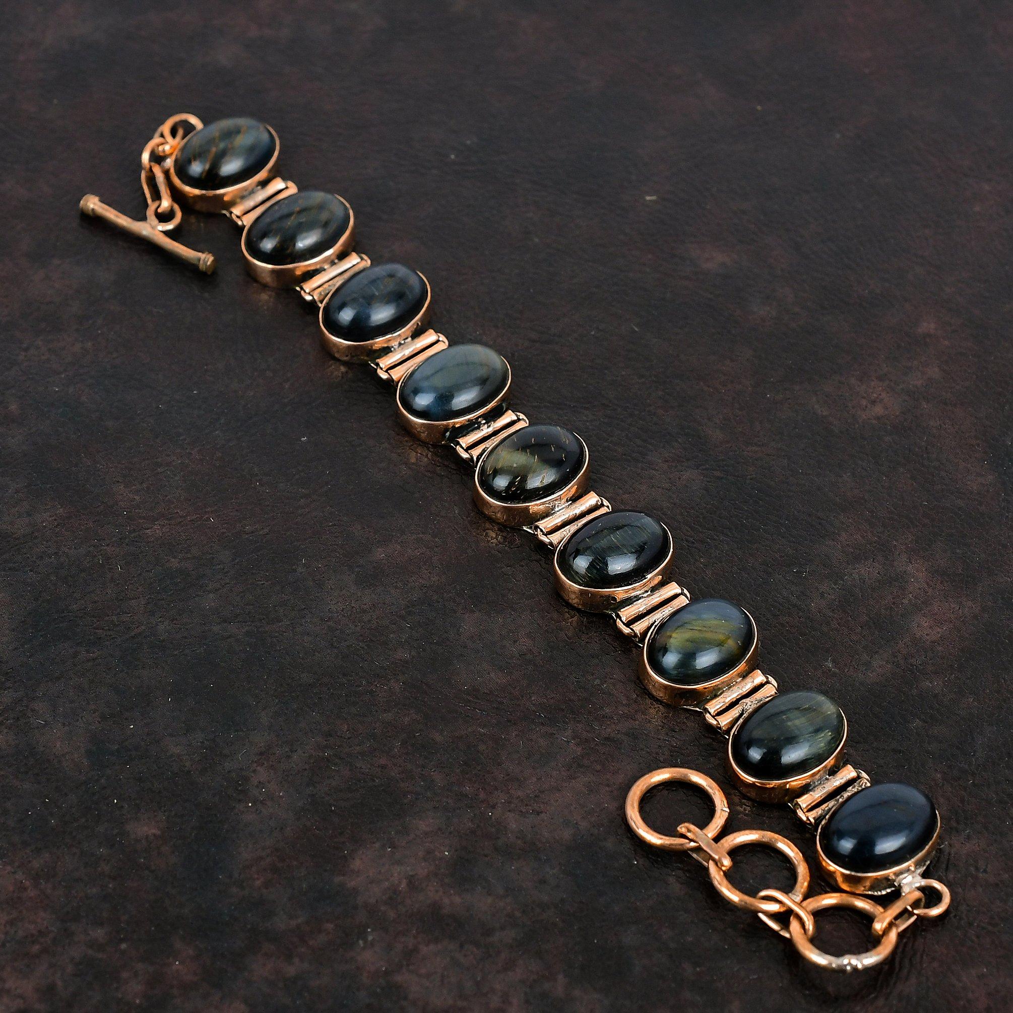 Pietersit Armband Kupferarmband Verstellbare Kettenarmband Einzigartiges Kupferdesign Schmuck Handgefertigt Echter Edelsteinarmband Jubiläumsgeschenke