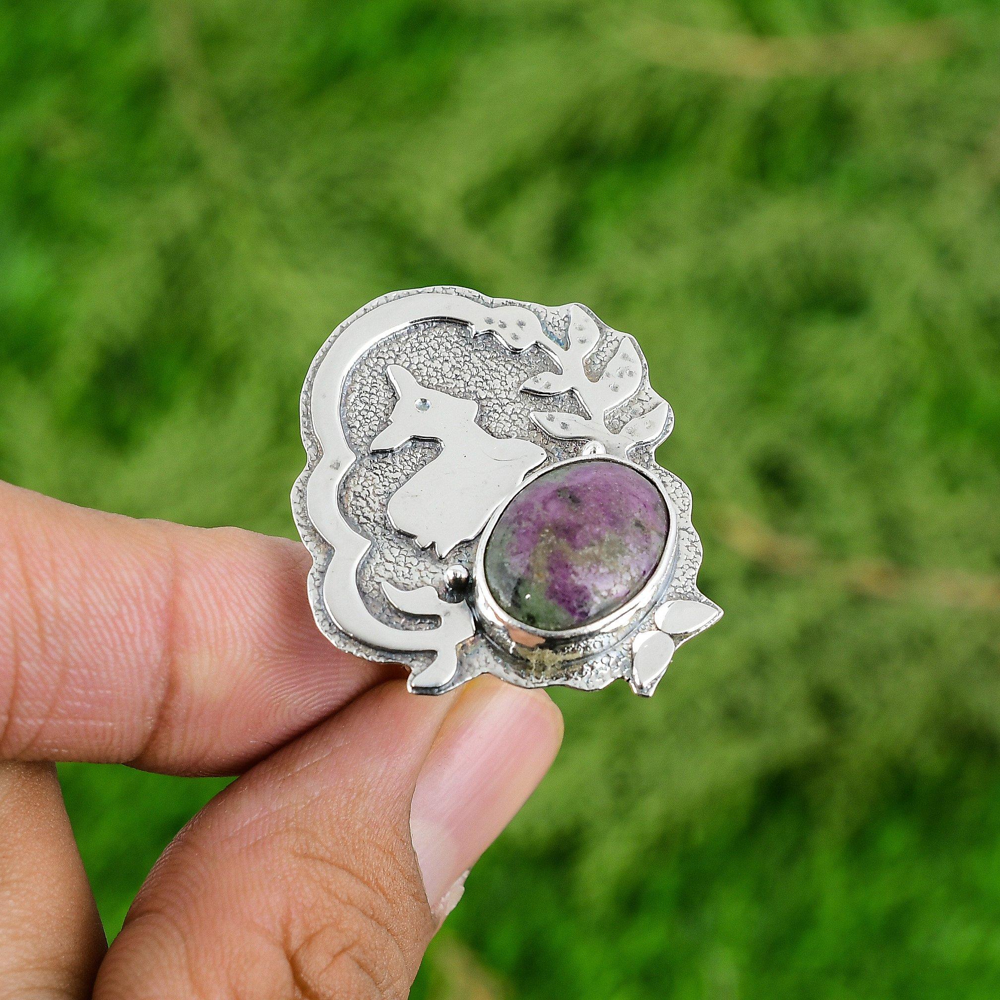 Mothers day Sale Ruby Zoisite Gemstone Promise Ring Jewelry 925 Sterling Silver