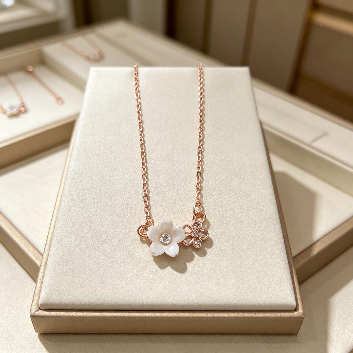 Sakura necklace women niche peach blossom collarbone chain daily new style appearance neck chain accessory women versatile jewelry