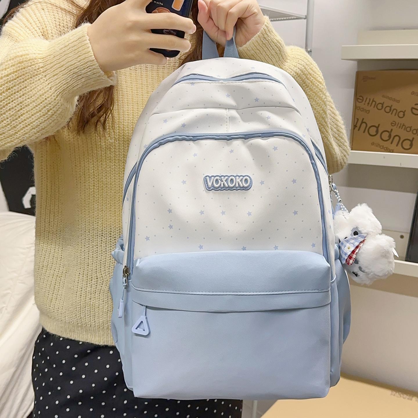 Simple Star Shaped Nylon Backpack with Cute Style Casual Student Backpack with Large Capacity and Multiple Pockets Suitable for Daily and Student Use