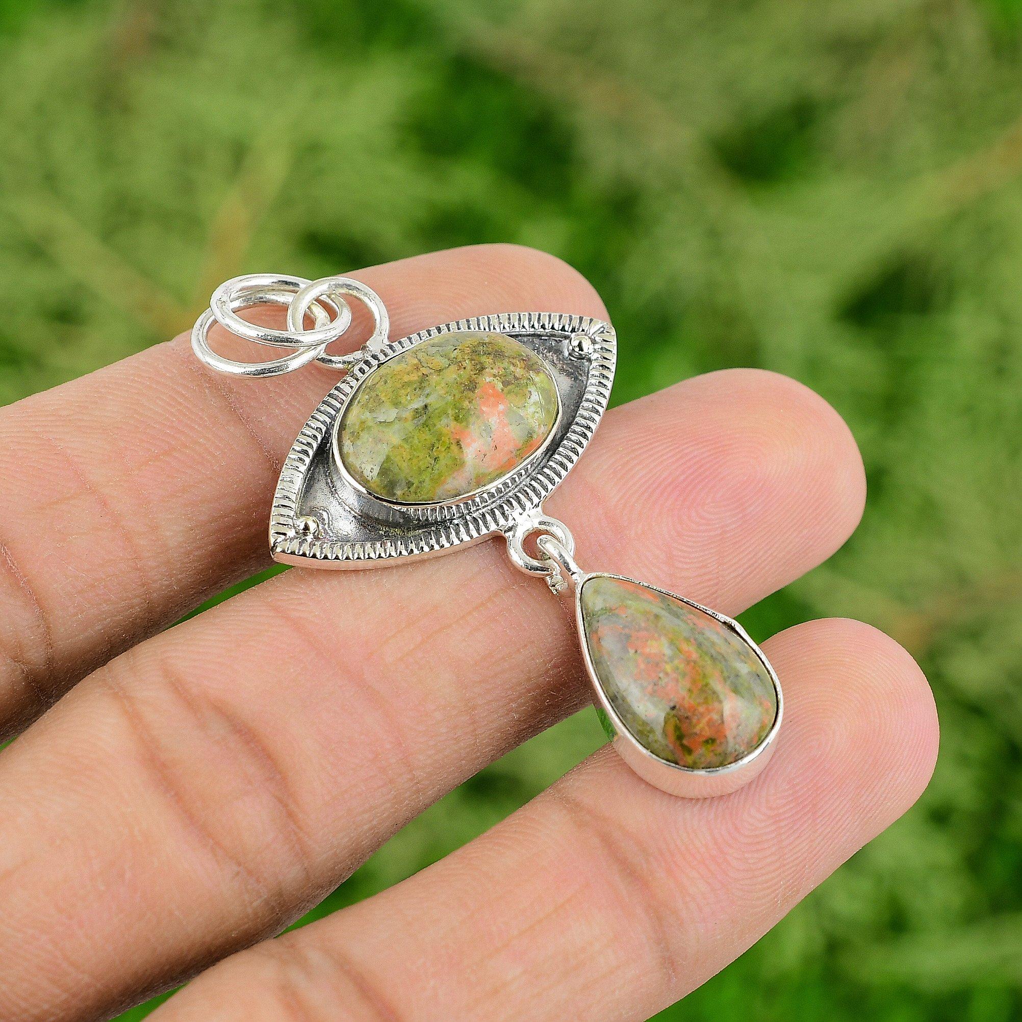 925 Silver Unakite Stone Unique Anniversary Engagement Daughter Birthday Pendant