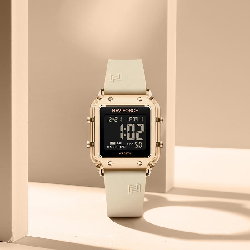 NAVIFORCE Women's Casual DIgital Watch Day Date Night Pattern Waterproof Alarm Silicone Strap Lady Girls Fashion Accessories Watch NF6105