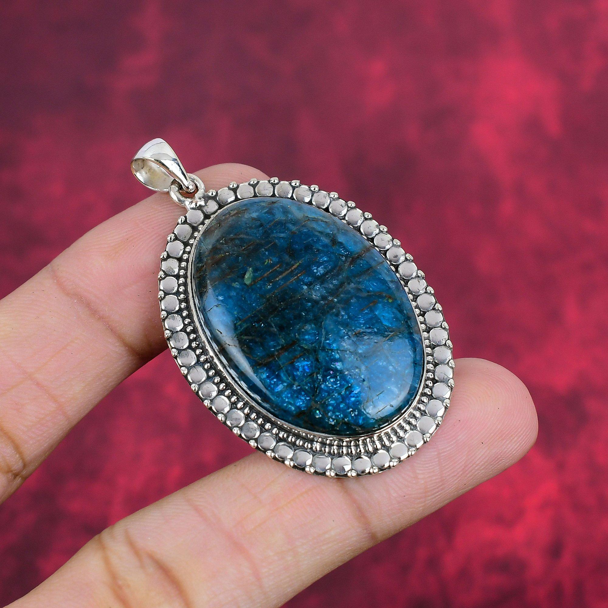 Neon Apatite Pendant, 925 Solid Sterling Silver Pendant Handmade Gemstone Jewelry, Gifts For Wife Brand New Pendant