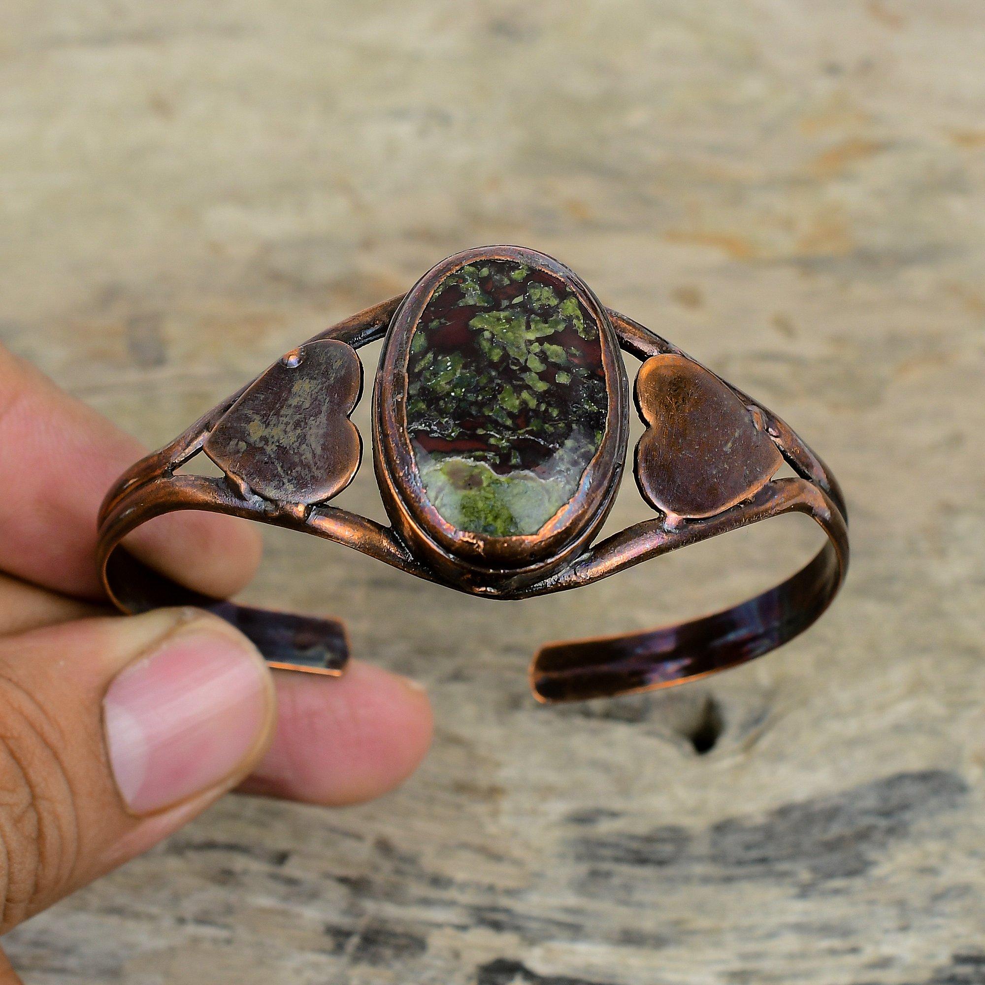 Drachenblutstein Armreif Elektrogeformtes Kupfer Verstellbares Manschettenarmband Edelstein Armreif Elektrogeformter Schmuck Handgemachter Armreif Geschenke für Frauen