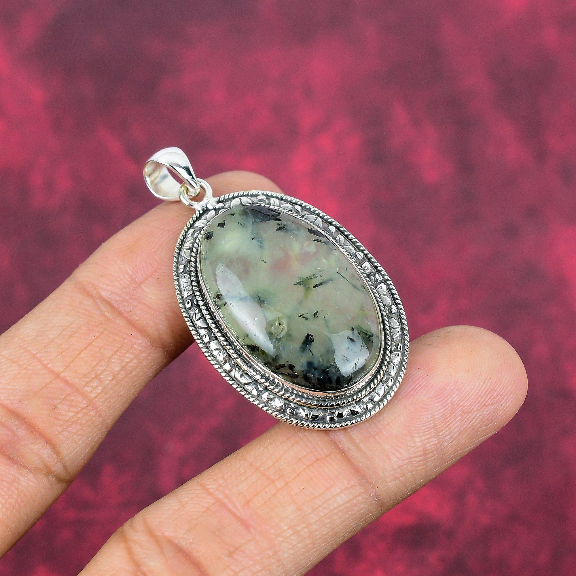 Prehnite Jewelry, 925 Solid Sterling Silver Pendant Handmade Gemstone Jewelry, Gifts For Wife Brand New Pendant