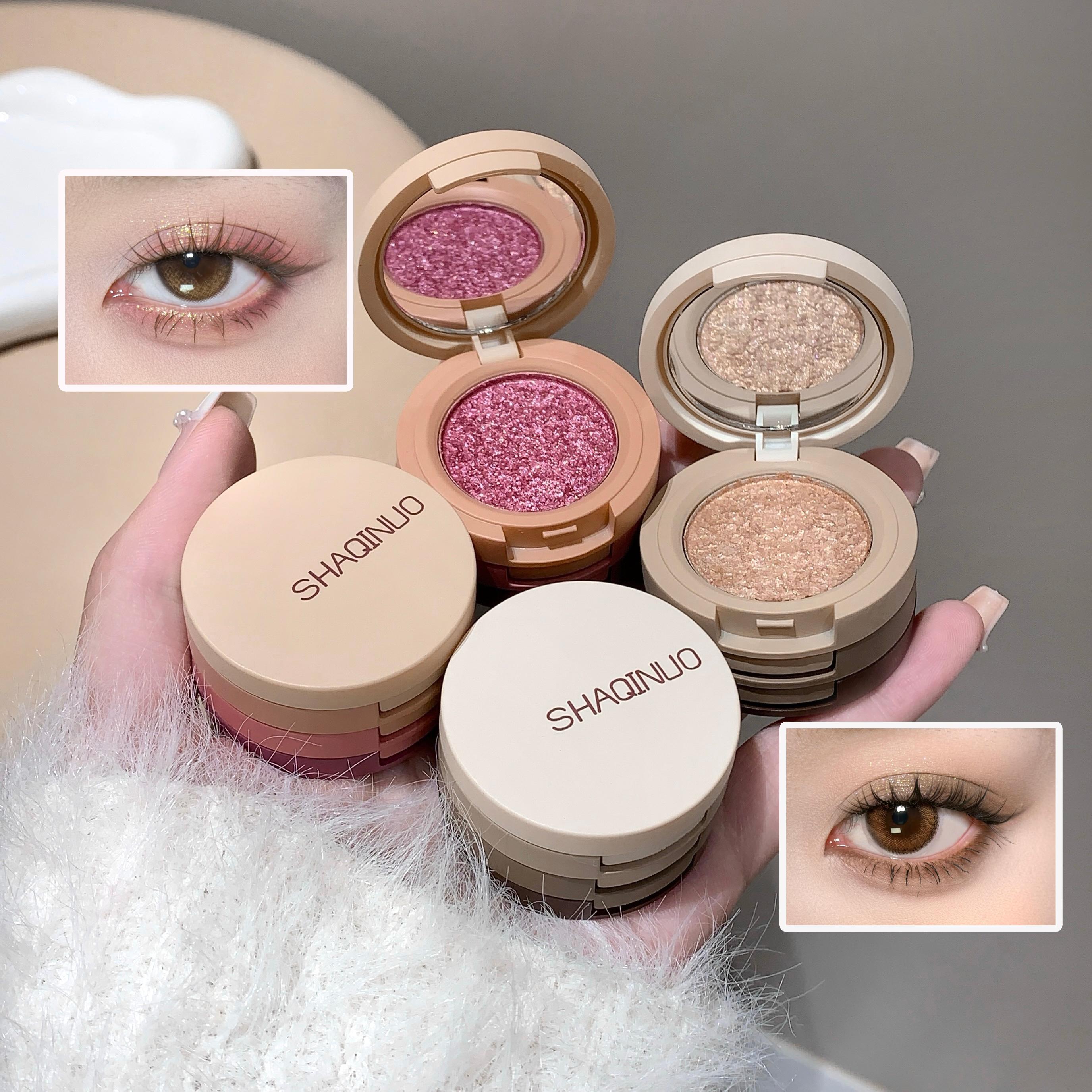 SHAQINUO Three-color 3 In 1 Flip-top Eyeshadow Matte Pearlescent Earth-tone Eyeshadow Palette, One Palette To Complete Your Makeup