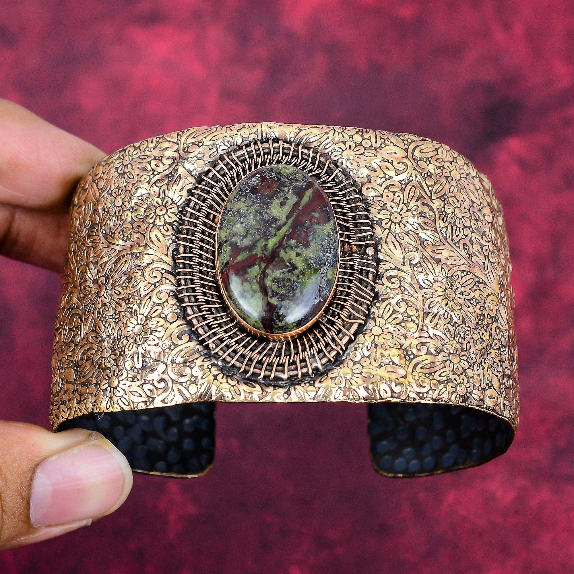 Drachenblutstein Armreif Kupferdraht umwickelter Armreif Echte Edelstein Schmuck verstellbarer Armreif Handgefertigter Drahtwickel Schmuck Geschenke für Ehefrau