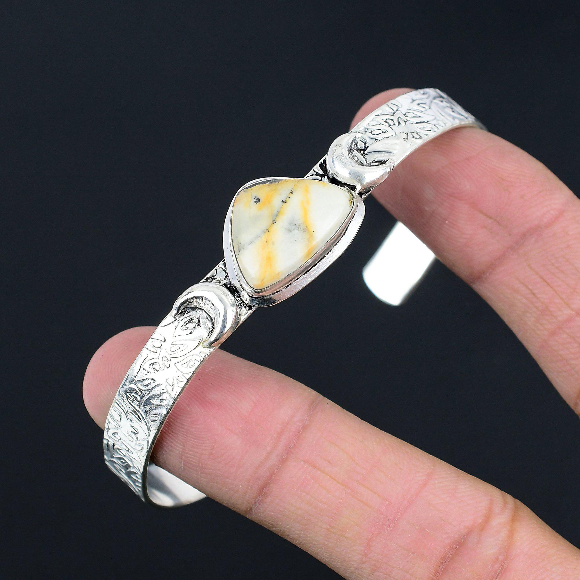 Bracelet Jaspé Maligano Naturel Lune Croissante Réglable Argent 925 Pour Filles