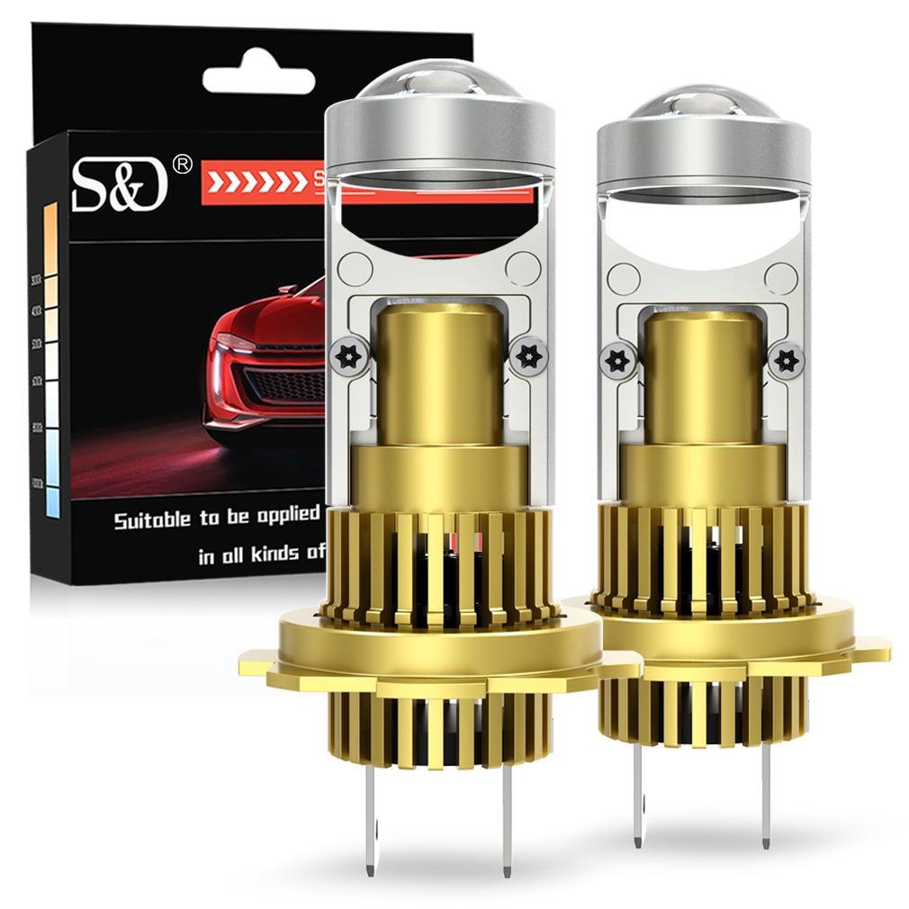 2Pcs H7 Bi Led Projector Car Headlight Bulbs Wireless H4 LED H11 H8 9005 HB3 9006 HB4 Lens 60000Lm 80W Plug&Play Mini Auto Lamp 6000K LHD Headlamp
