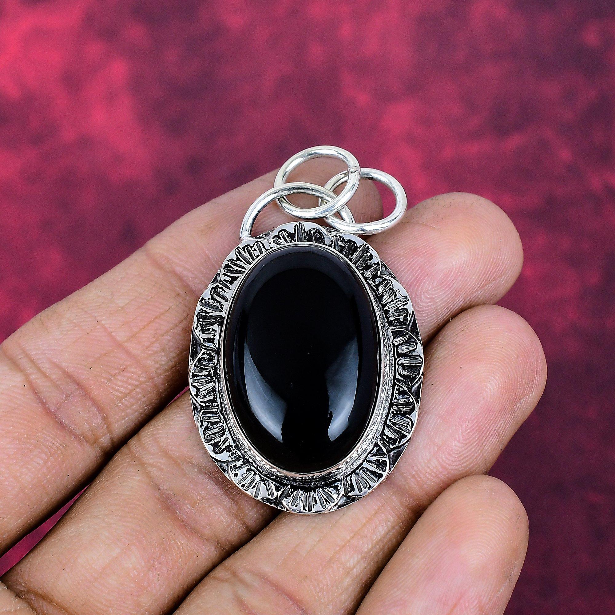 Svart Turmalin Hänge Ädelstenssmycken, 925 Massivt Sterling Silver Hänge, Handgjorda Fantastiska Hängsmyckessmycken