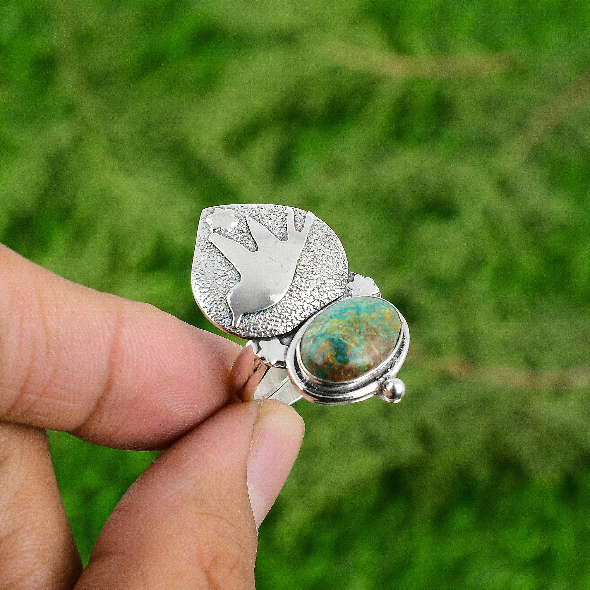 Gift For Her 925 Silver Natural Shattuckite Gemstone Multi Stone Adjustable Ring