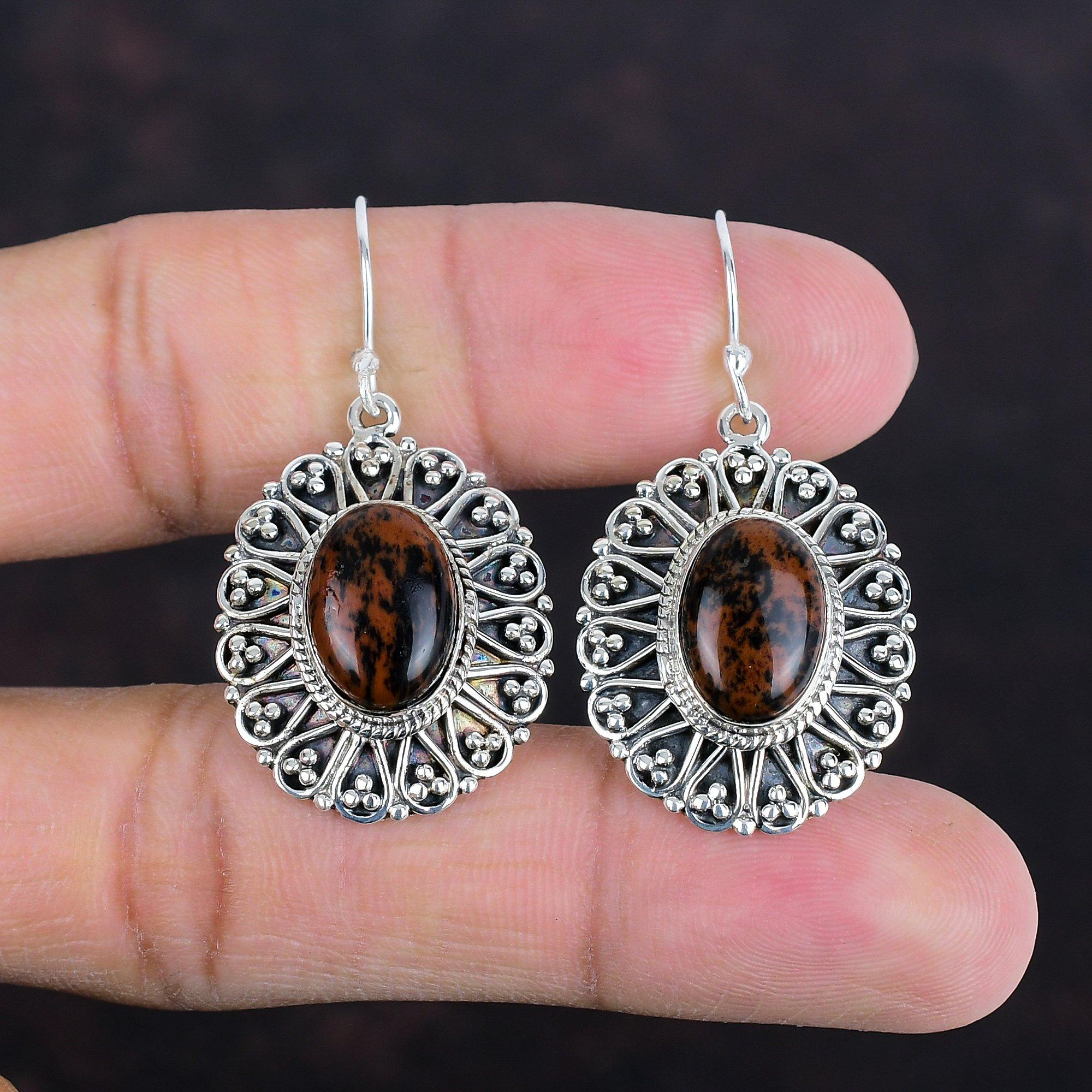 Mahogany Obsidian Earring Vintage Earring Gemstone Jewelry 925 Sterling Silver Earring Handmade Earring Gifts For Mom Latest Design Earrings