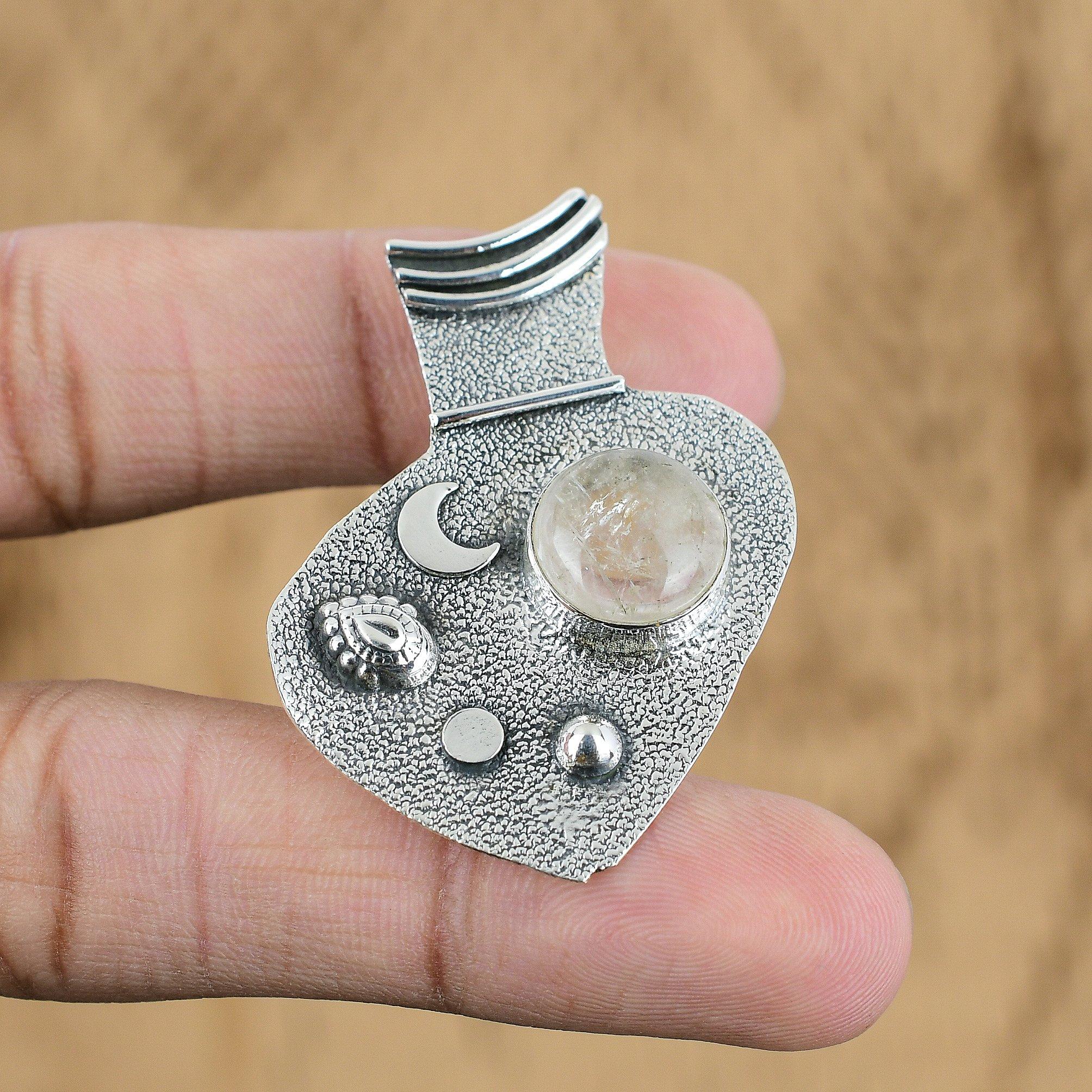 Gift For Her 925 Sterling Silver Natural Lodolite Gemstone Jewelry Pendant