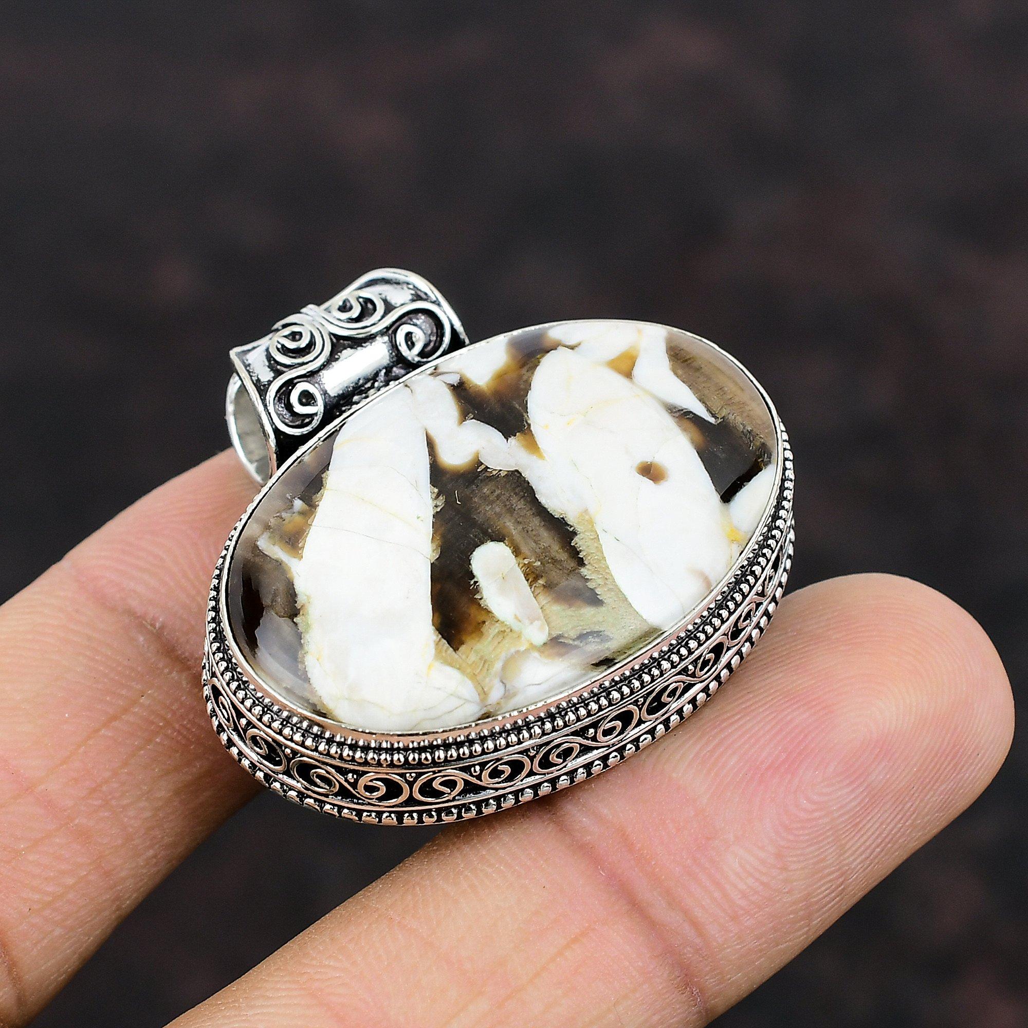 Peanut Wood Jasper Gemstone Pendant 925 Sterling Silver Pendant Handmade Pendant Silver Jewelry For Gift Vintage Pendant Birthstone Pendant