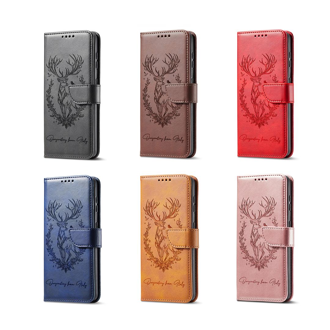 Emboss 3D Animal Leather Phone Wallet Case Book Stand For iPhone 17 16 Pro Max Samsung Xiaomi Redmi Note 14 Honor Oppo Magnetic Card Holder Flip Cover