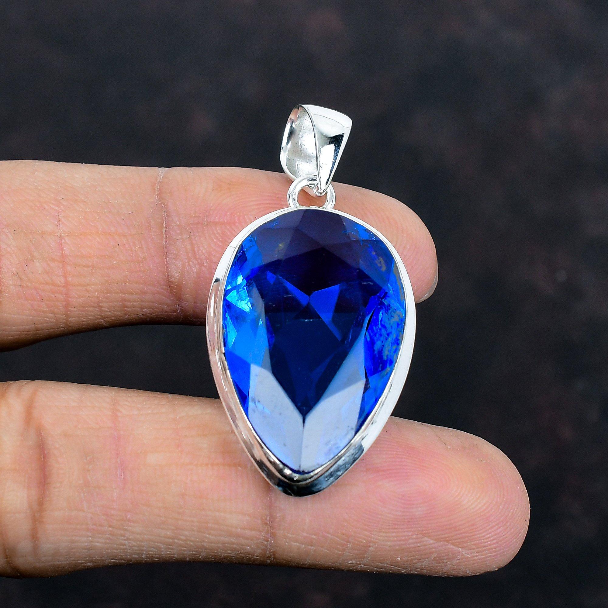 Faceted Tanzanite Quartz Pendant Gemstone Pendant 925 Sterling Silver Pendant Handmade Brand New Jewelry Healing Stone Pendant Gifts for Her