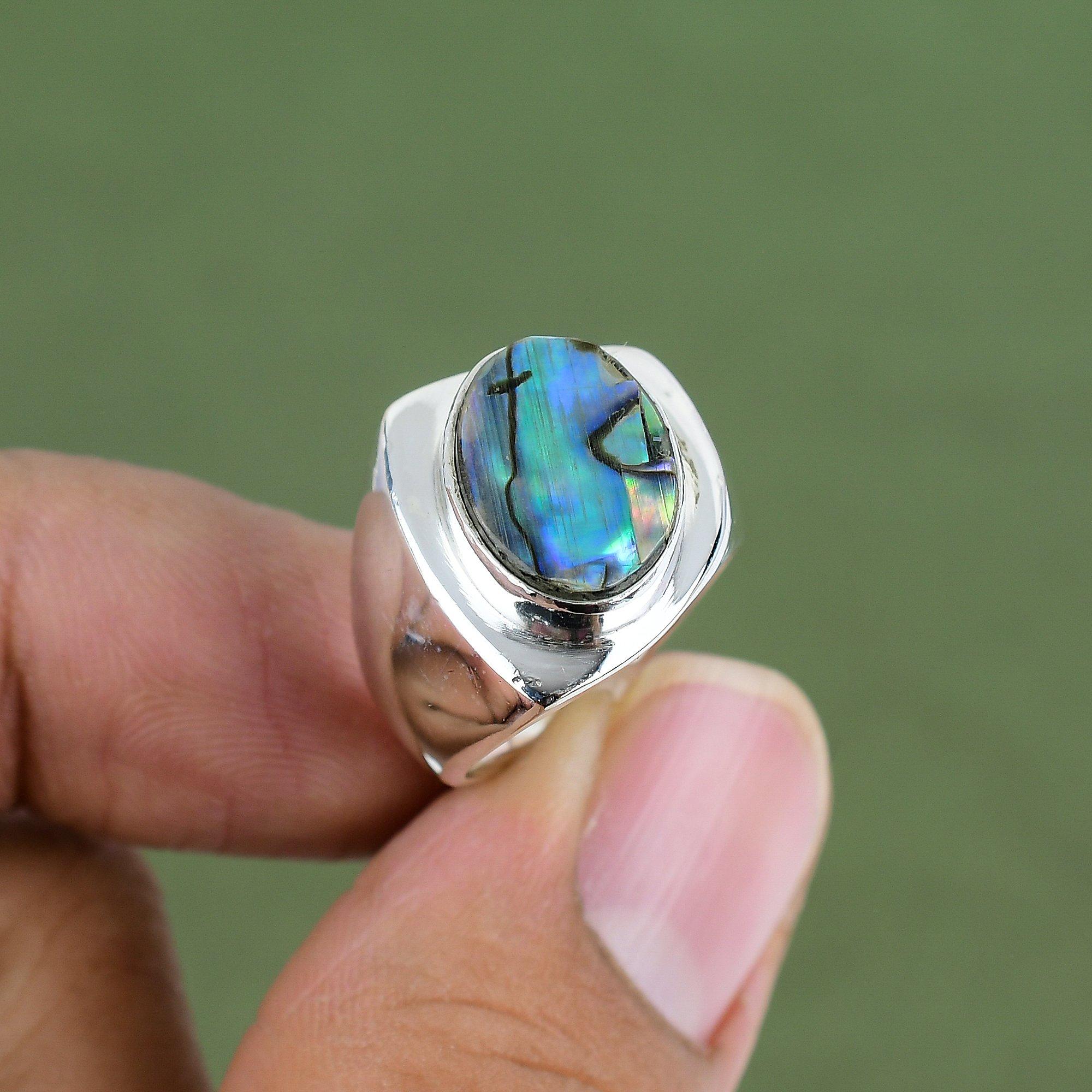 Abalone Shell Ring 925 Sterling Silver Ring Beautiful Gemstone Jewelry Handmade Latest Design Ring Brand New Jewelry Available In Ring Size