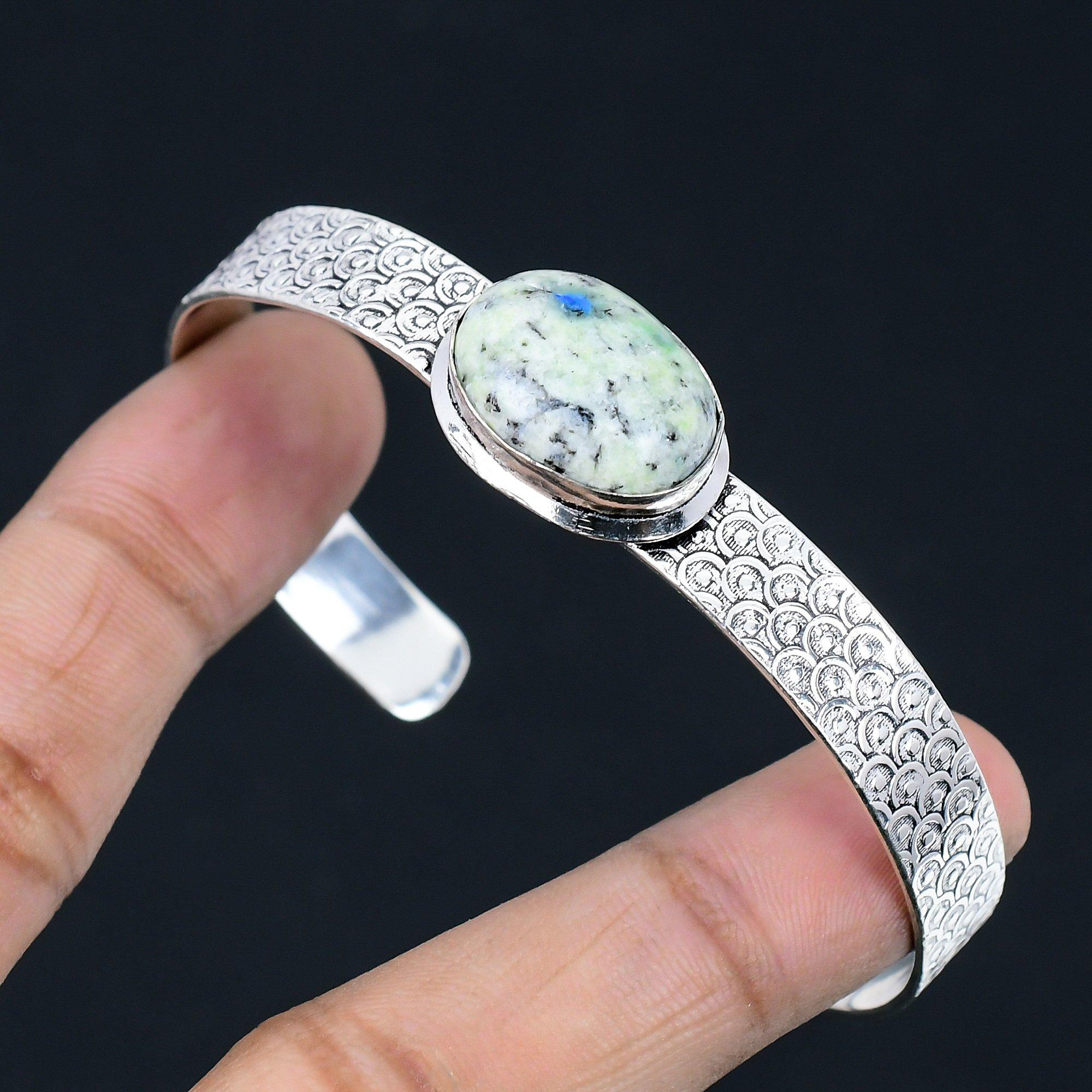 K2 Jasper Stone Artisan Daughter Trendy Unique Ethnic New Bangle Sterling Silver