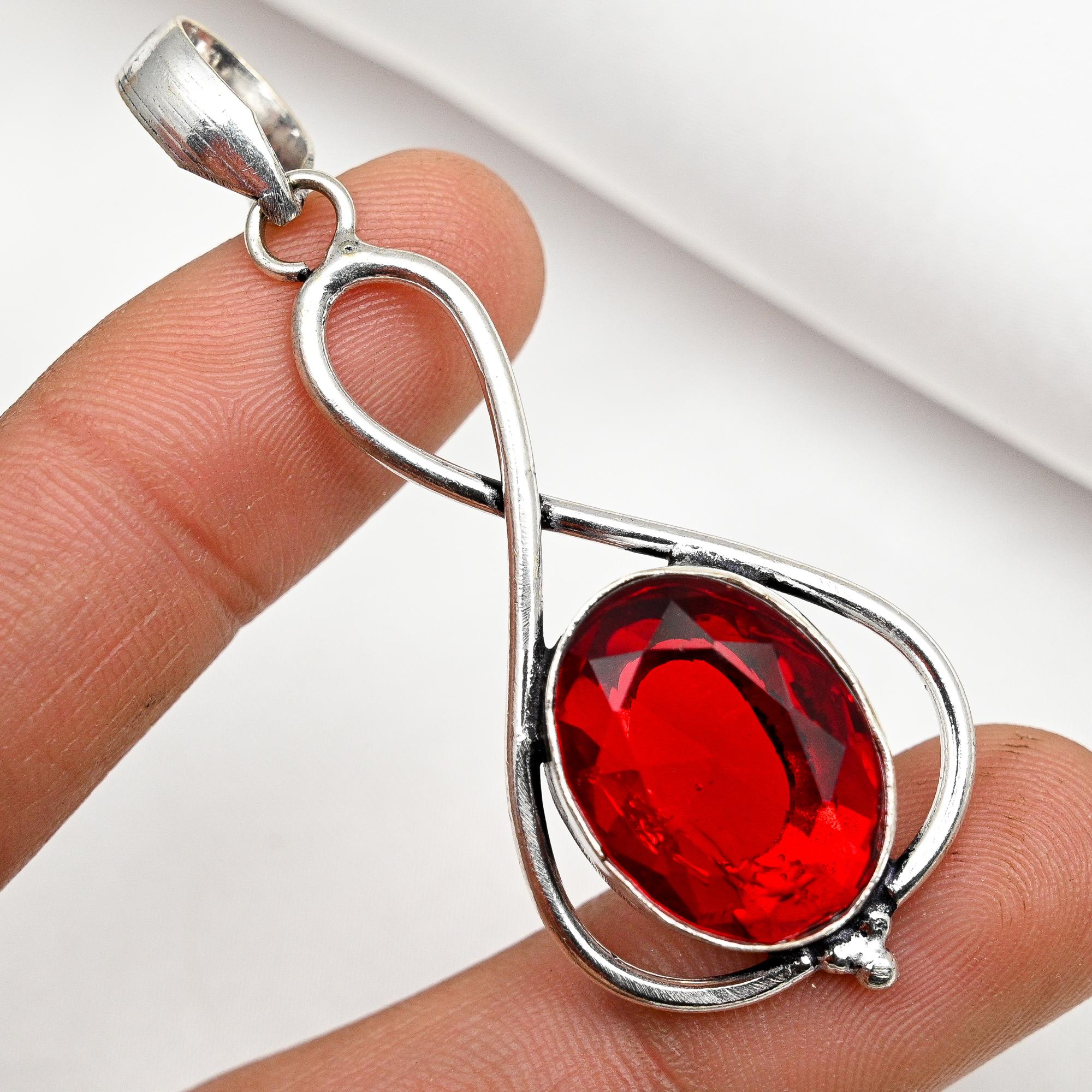 Red Garnet Jewelry, 925 Solid Sterling Silver Pendant, Handmade Gemstone Jewelry Pendant For Memorial Day