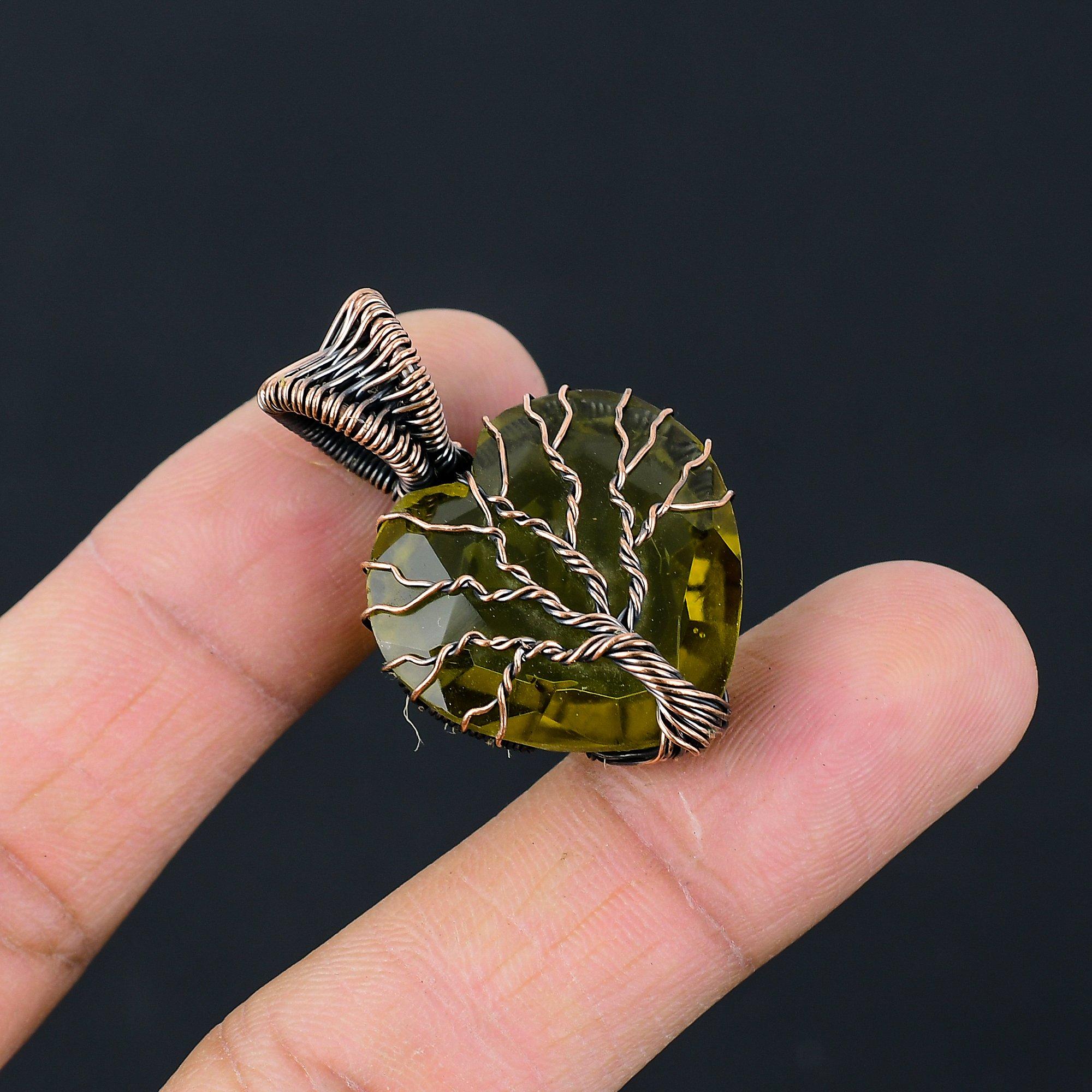 Tree Of Jewelry Lemon Topaz Gemstone Pure Copper Wire Wrapped Handmade Jewelry Pendant