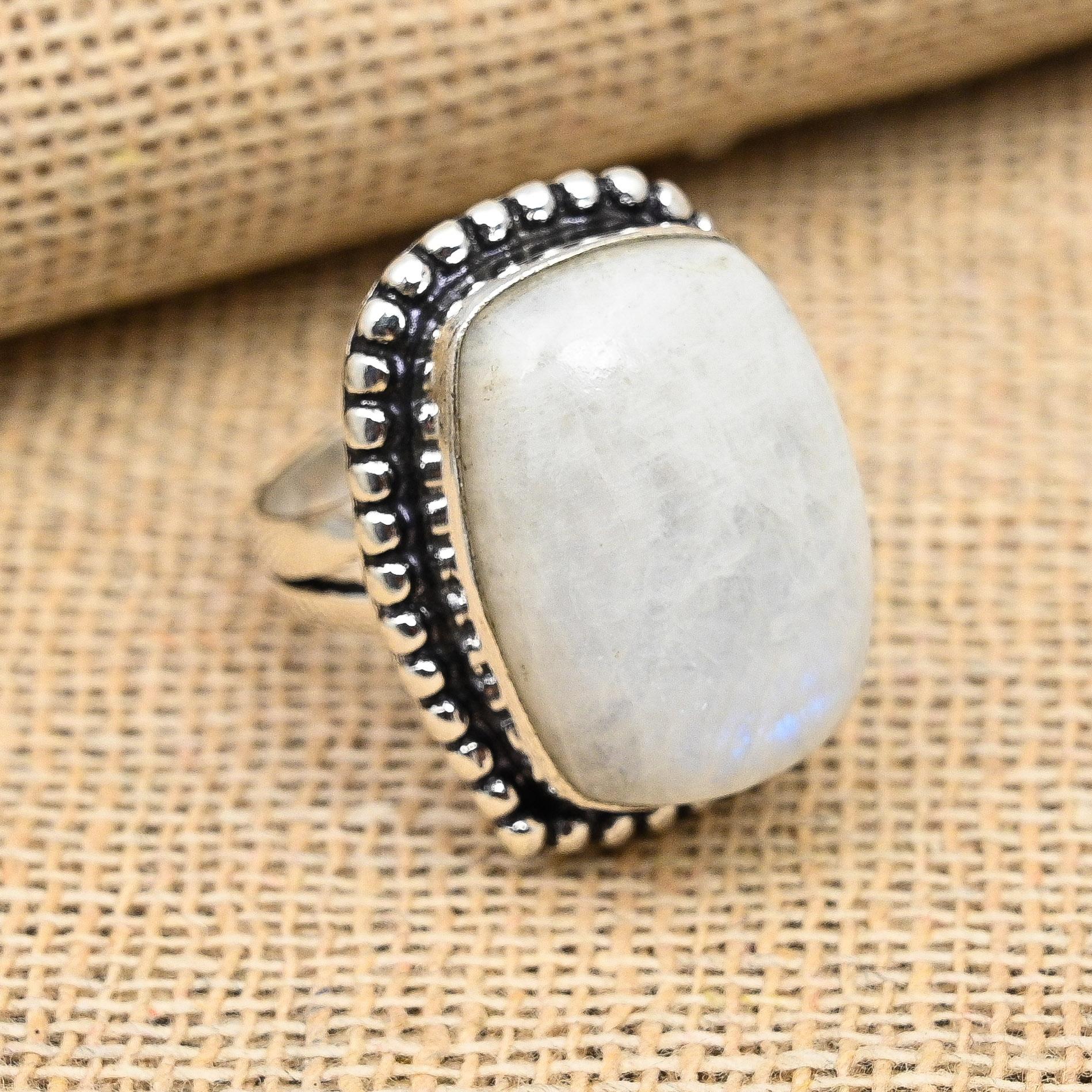 Wonderful Rainbow Moonstone Gemstone Handmade 925 Sterling Silver Ring Jewelry