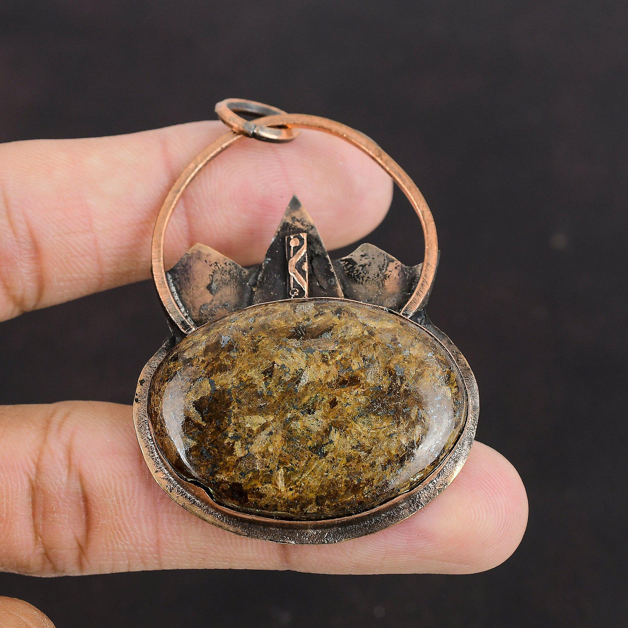 Bronzite Pendant Copper Pendant Natural Gemstone Pendant Handmade Copper Jewelry Women's Special Gift Latest Design Pendant Bronzite Jewelry