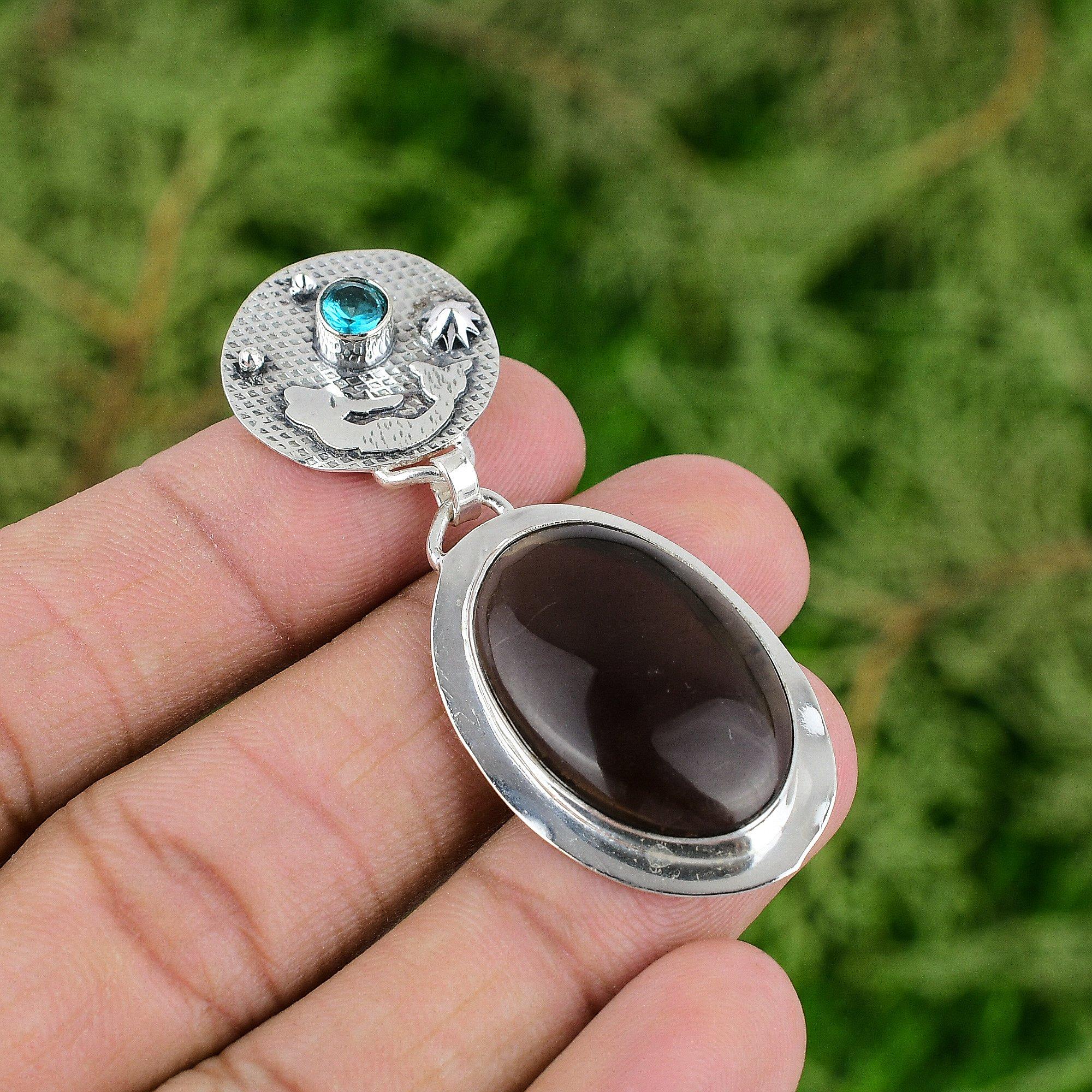 Smoky Quartz Gemstone Pendant 925 Sterling Silver Pendant Handmade Jewelry Brand New Pendant Anniversary Gifts