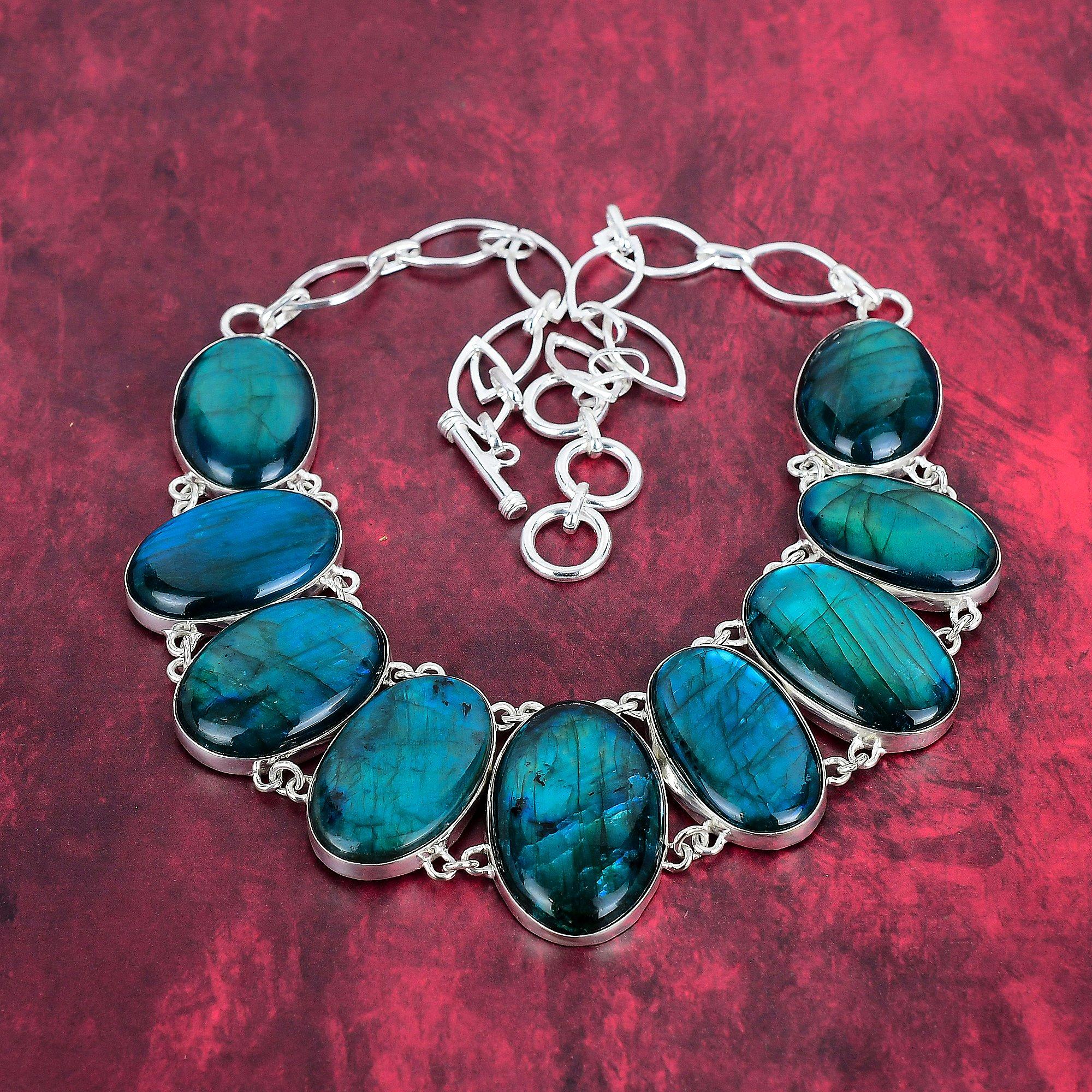 Neon Flash Labradorit Schmuck Handgemachte Edelstein Halskette, 925 Sterling Silber Halskette Antik Schmuck Halskette Verlobungsgeschenk