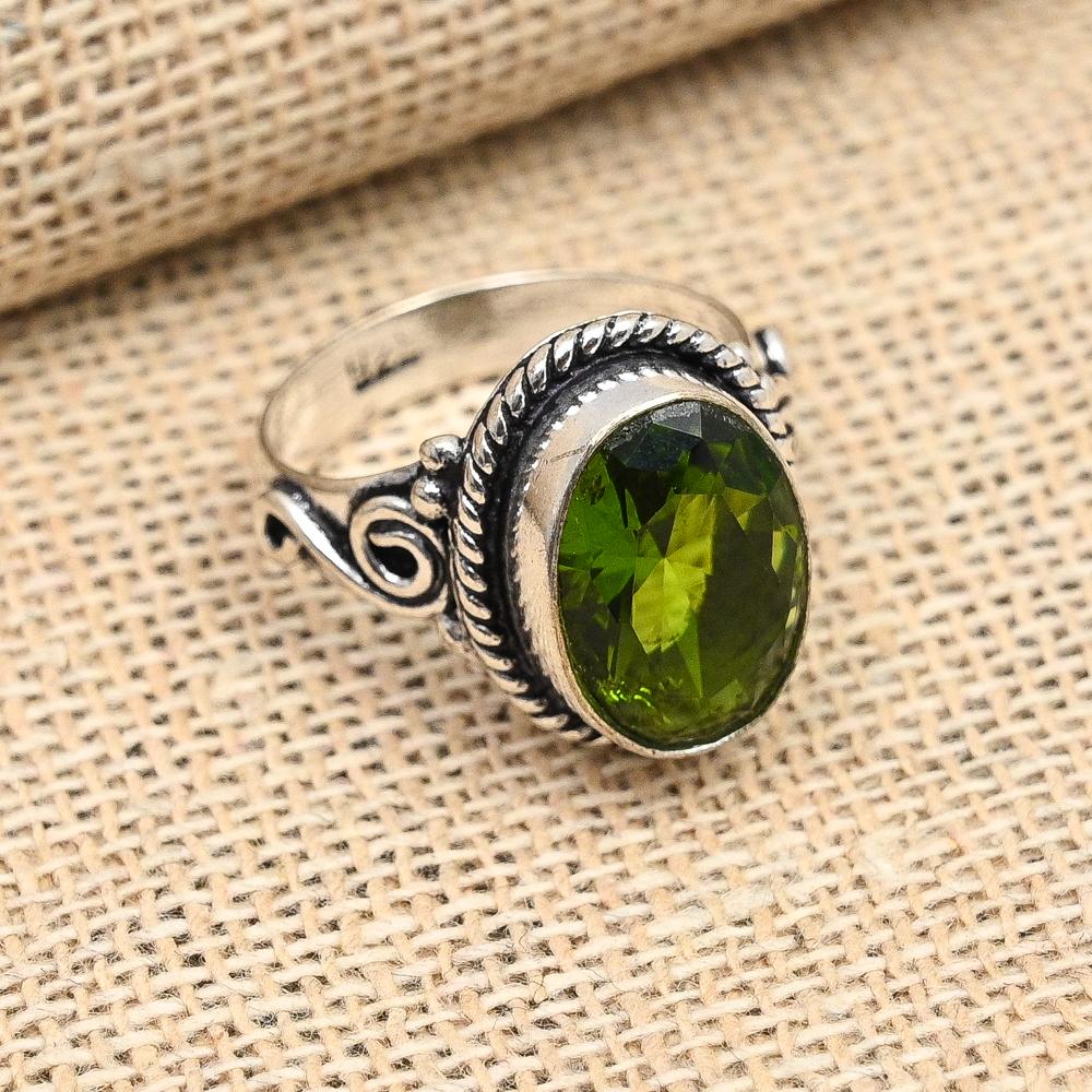 Peridot Gemstone ručne vyrábaný 925 masívny strieborný prsteň na svadobný dar