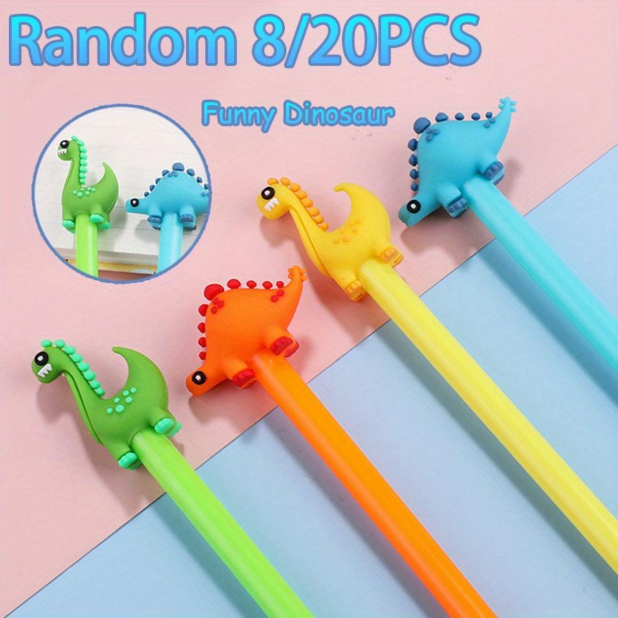 8/ 20 Pcs Fun Dinosaur Shaped Water Pens - Cartoon Design, 0.5mm Black Students Learning Stationery Office Signature Creative Exam Prizes Back School