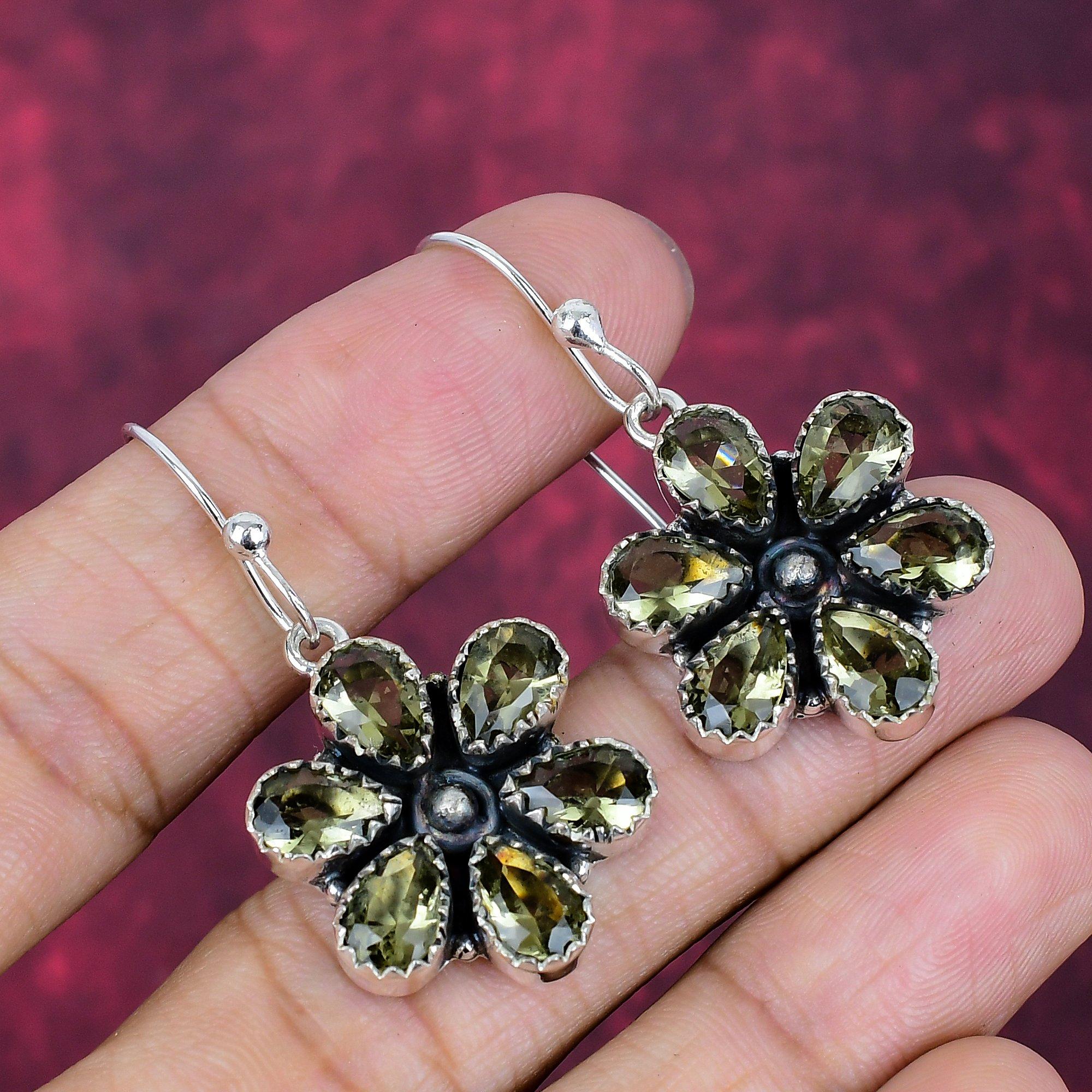 Rauchquarz Edelstein Handgefertigt Massiv 925 Sterling Silber Ohrring Schmuck, Geschenk für Introvertierte