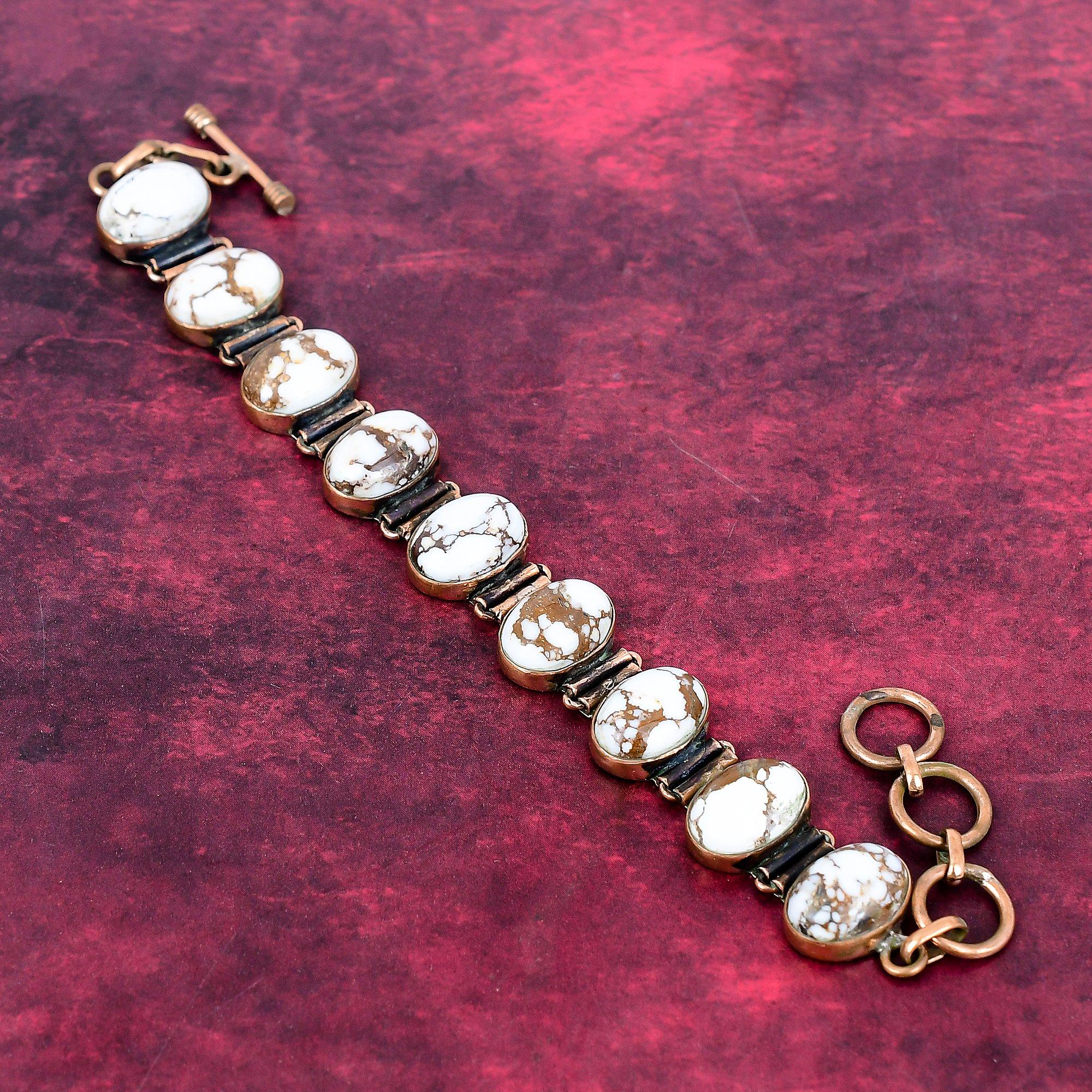 Wild Horse Magnesite Bracelet Copper Adjustable Chain Bracelet Gemstone Jewelry