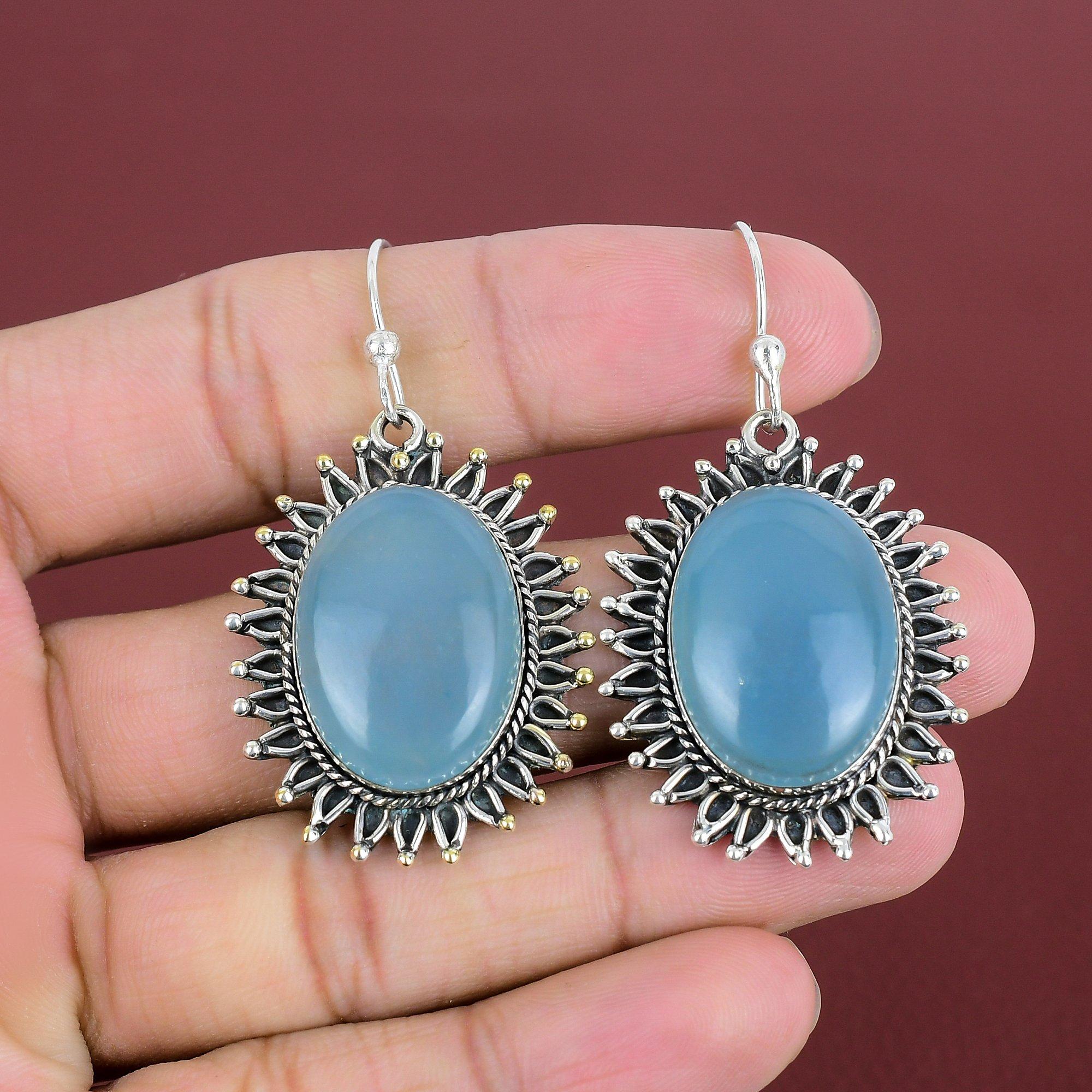 Aquamarine Earring Gemstone Earrings Decent Jewelry 925 Sterling Silver Earring Handmade Earring Aquamarine Jewelry Unique Earring For Gifts