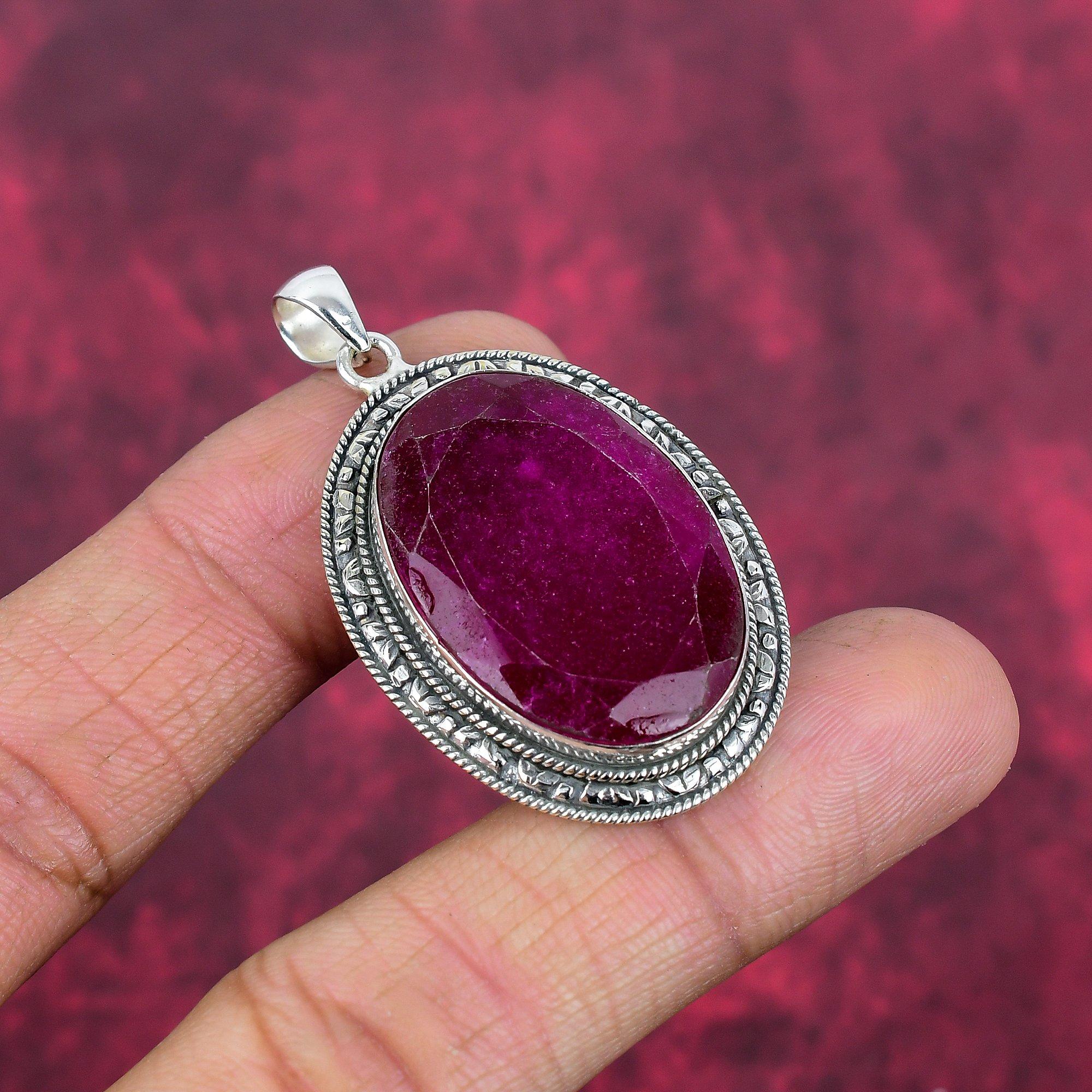 Ruby Zoisite Pendant Gemstone Jewelry, 925 Solid Sterling Silver Handmade Pendant, Latest Design Jewelry