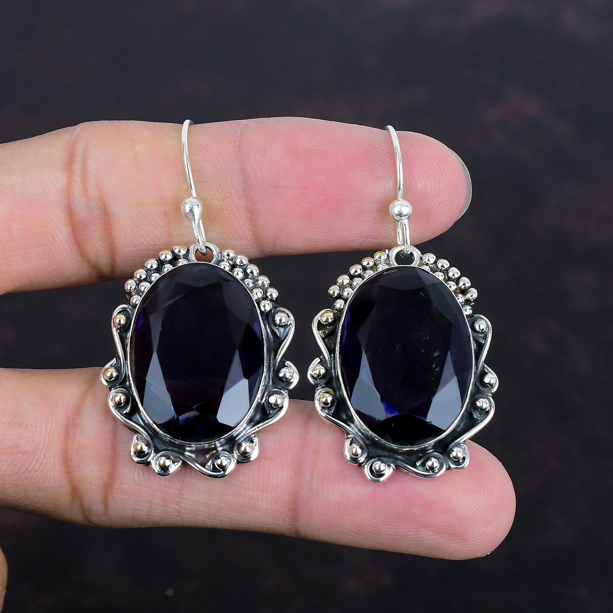Faceted African Amethyst Earring Natural Gemstone Jewelry 925 Sterling Silver Earrings Handmade Stylish Earring Dainty Earring Wedding Gifts