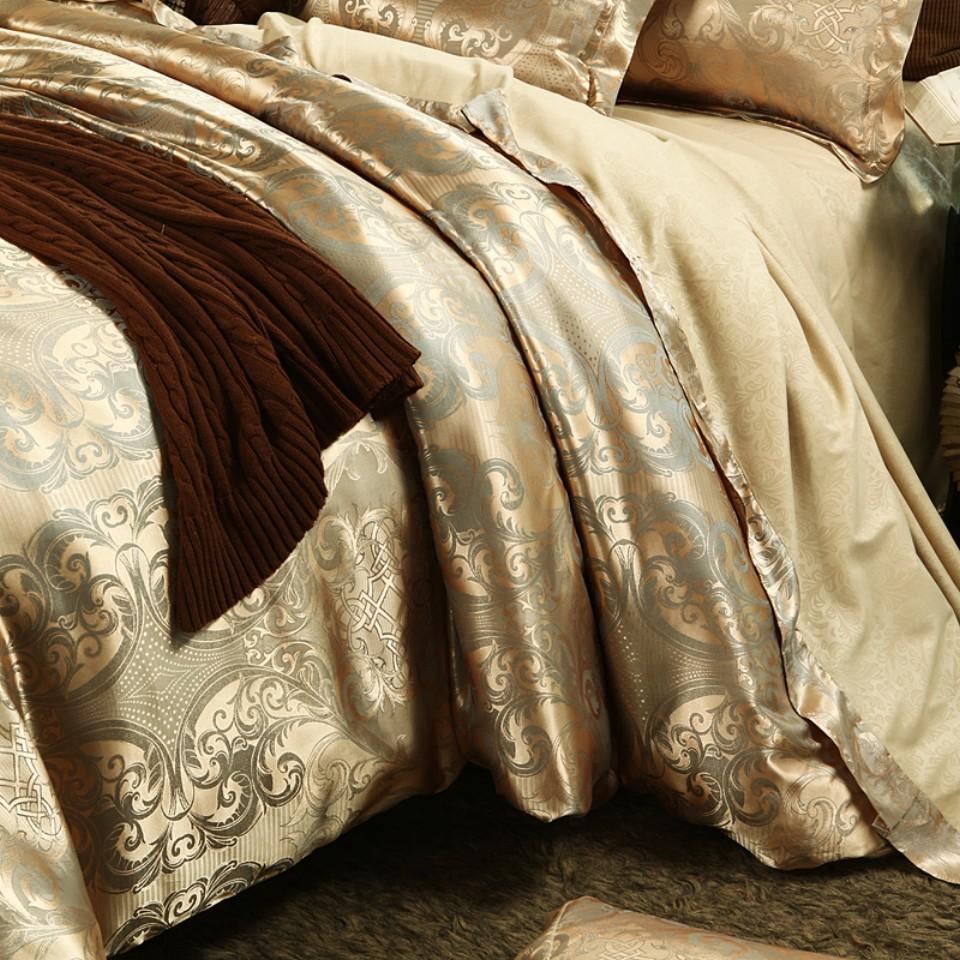 Copripiumino e federe per cuscini in tessuto jacquard di seta di lusso Set Copripiumino singolo, doppio, doppio, completo, queen size, king size