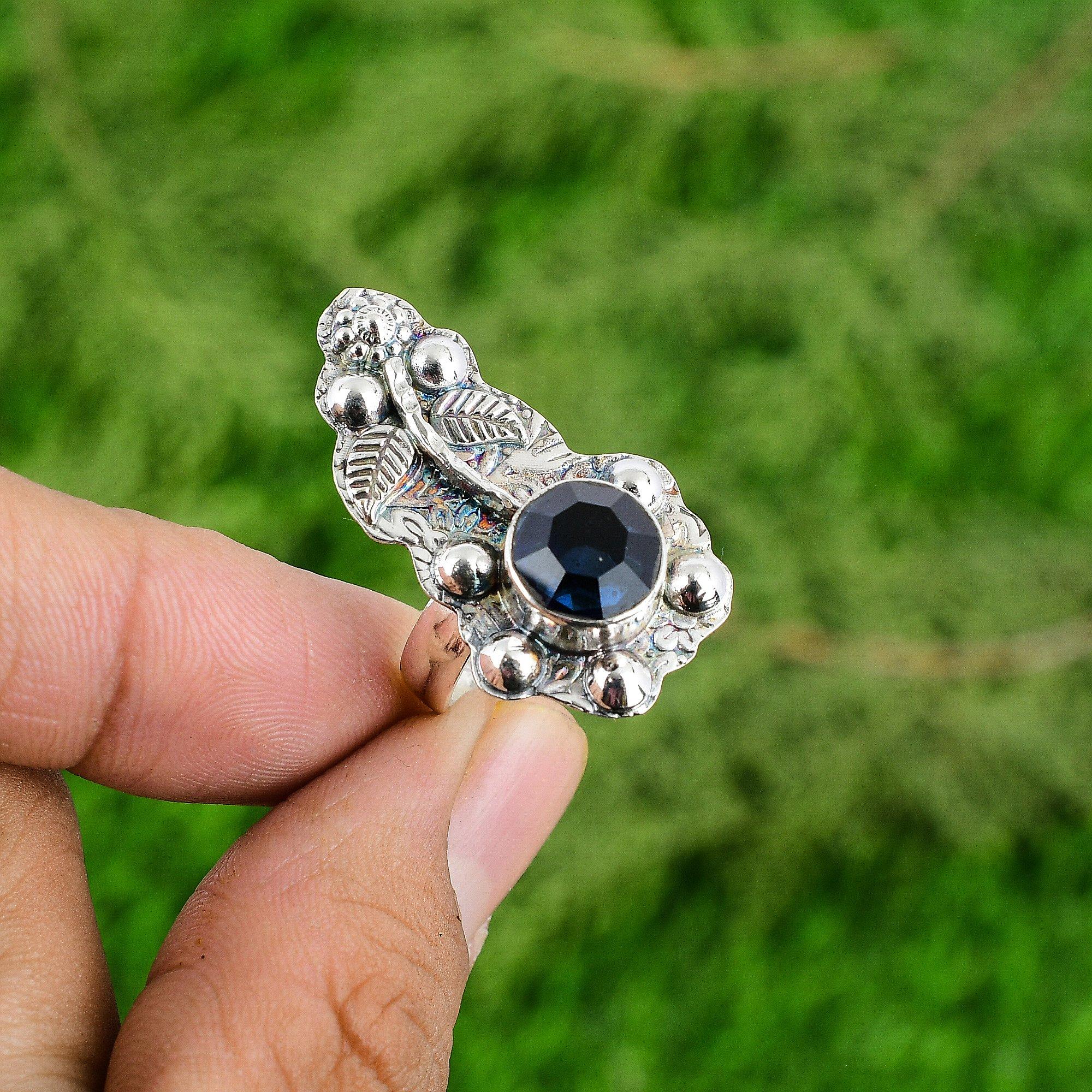 Natural Tanzanite Quartz 925 Silver Flower New Statement Wedding Ring Jewelry