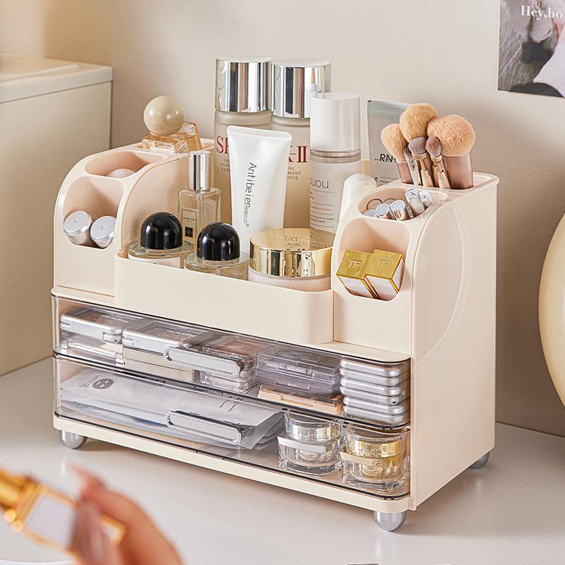 Large Capacity Cosmetic Storage Box Makeup Drawer Organizer Skincare Makeup Stationery Storage Box for Dressing Table Desktop
