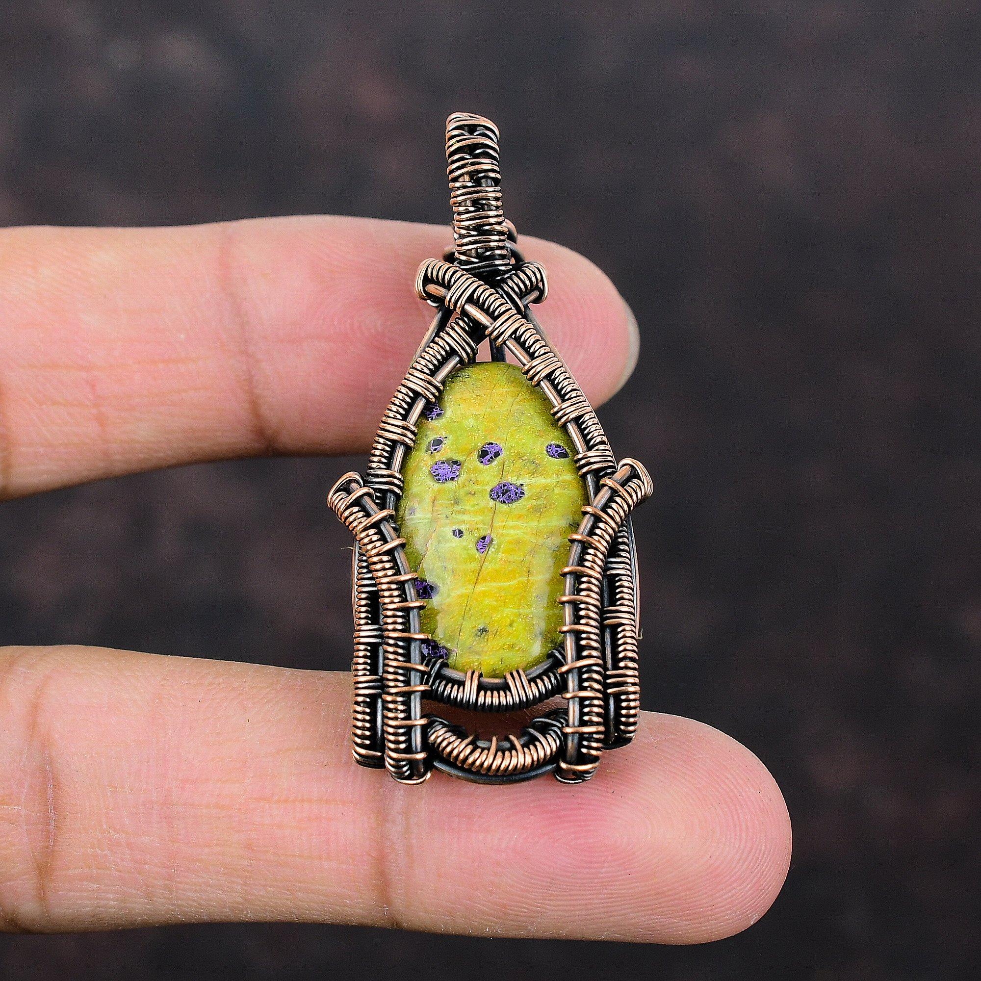 Stichtite Pendant Gemstone Handmade Pendant Copper Wire Wrap Pendant Antique Pendant Handmade Women Pendant For Gift Copper Designer Jewelry
