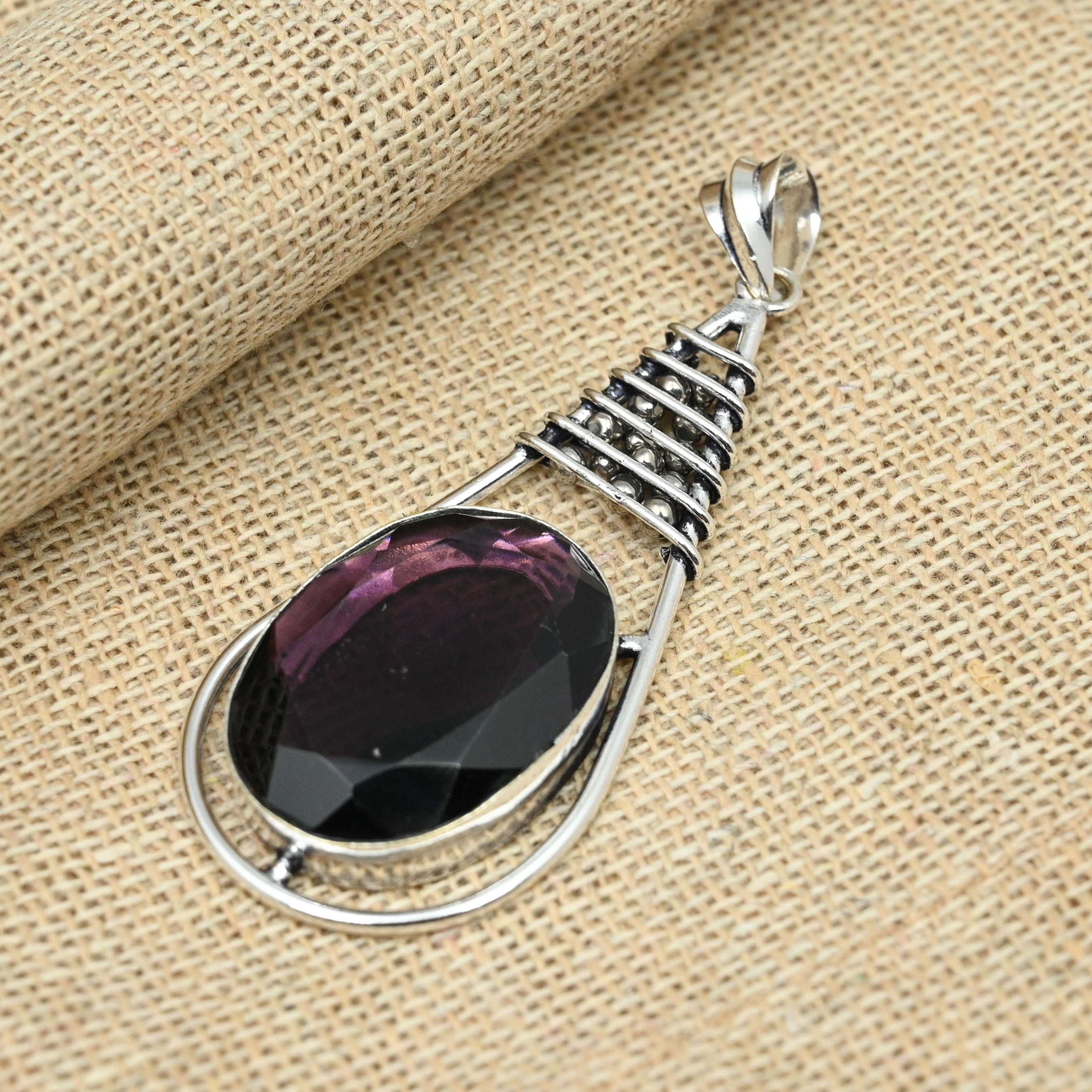 Amethyst Gemstone 925 Sterling Silver Handmade Unique Jewelry Birthday's Gift Pendant