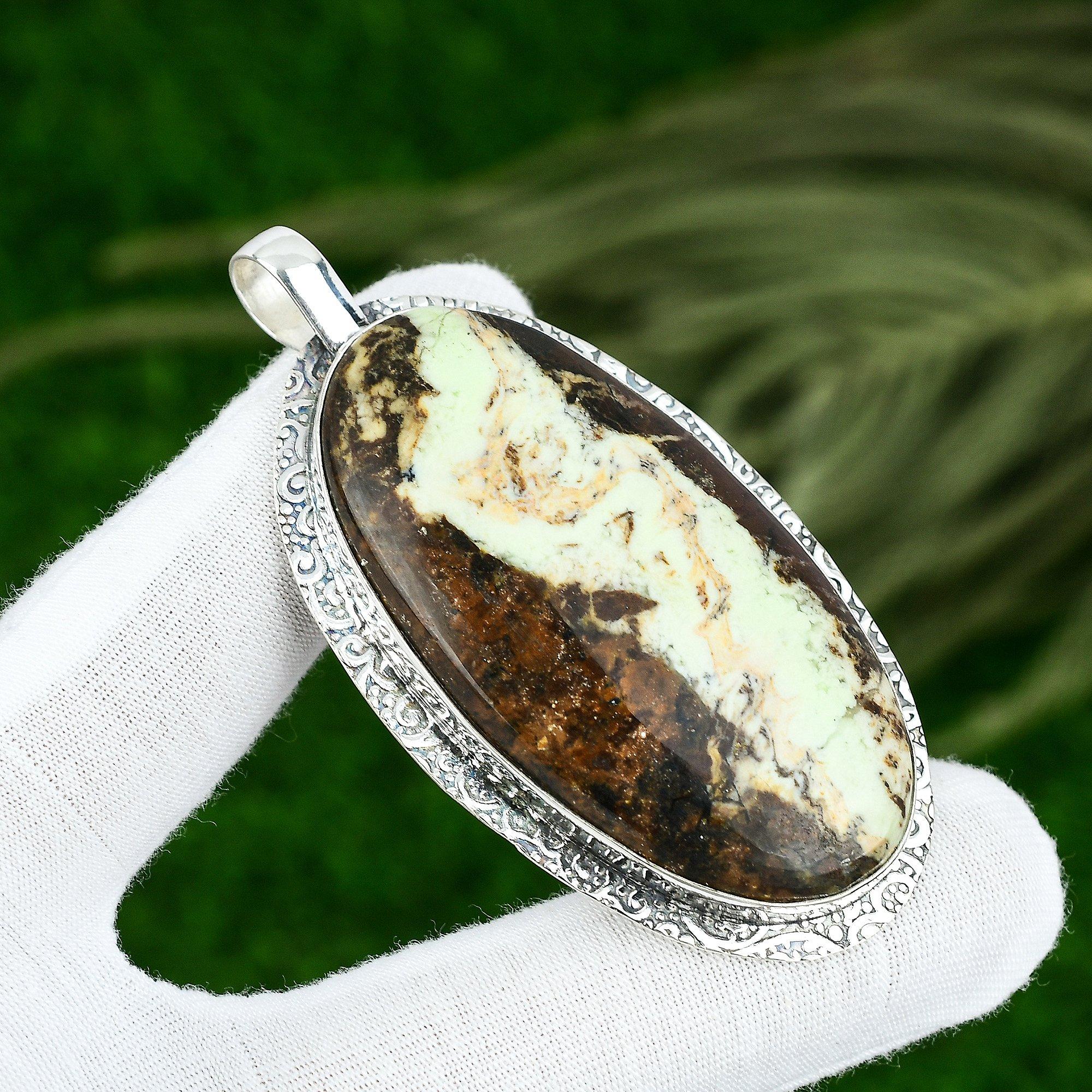 Geschenk für Frauen Anhänger 925 Sterlingsilber Natürlicher Zitronen-Chrysopras Edelstein