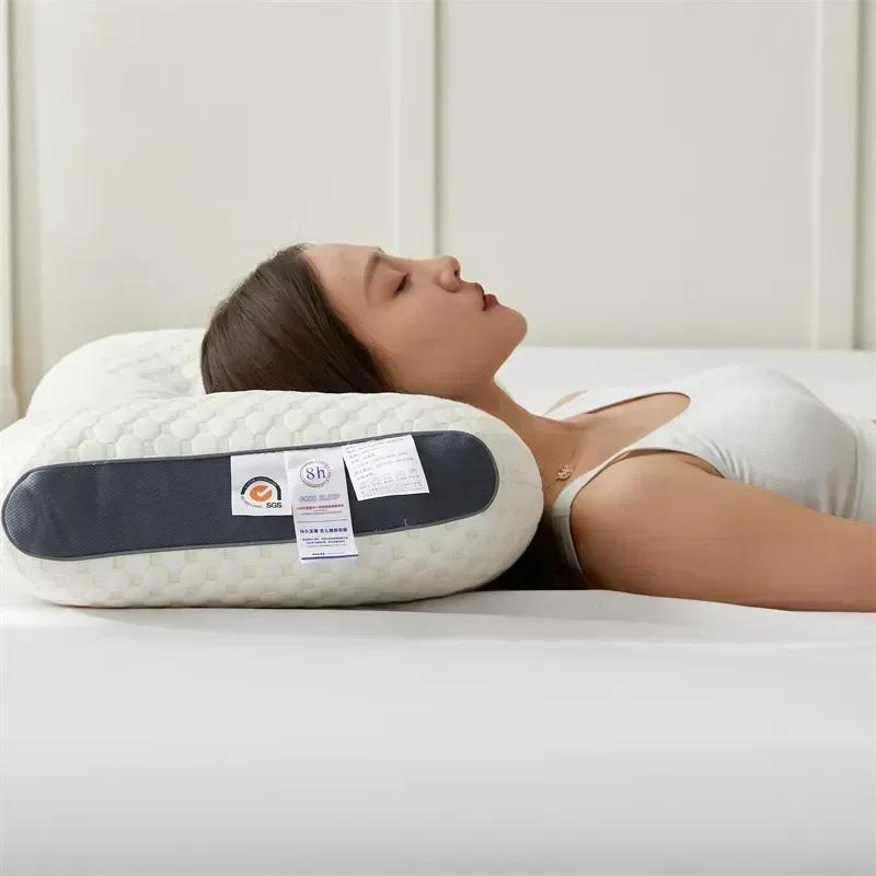 3D Neck Pillow Orthopedic To Help Sleep and Protect The Neck High Elastic Soft Porosity Washable Pillows Bedding for Hotel Home