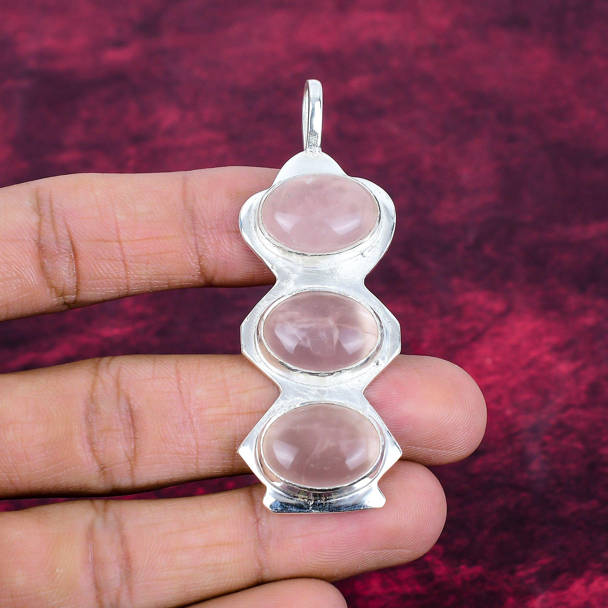 Rose Quartz Jewelry, 925 Solid Sterling Silver Pendant Handmade Gemstone Jewelry, Gifts For Wife Brand New Pendant